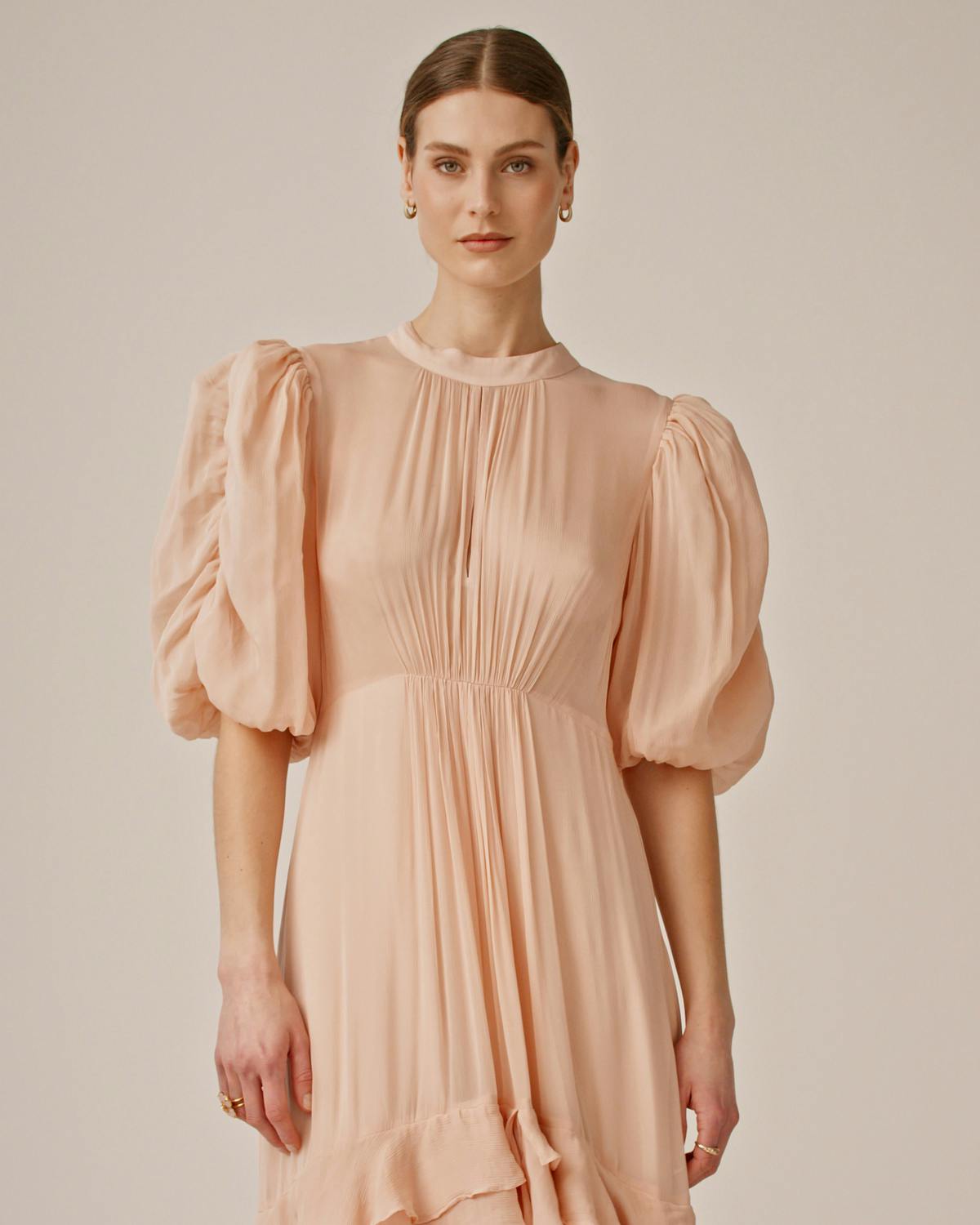 Chiffon Tieback Gown, Light Pink. Image #5
