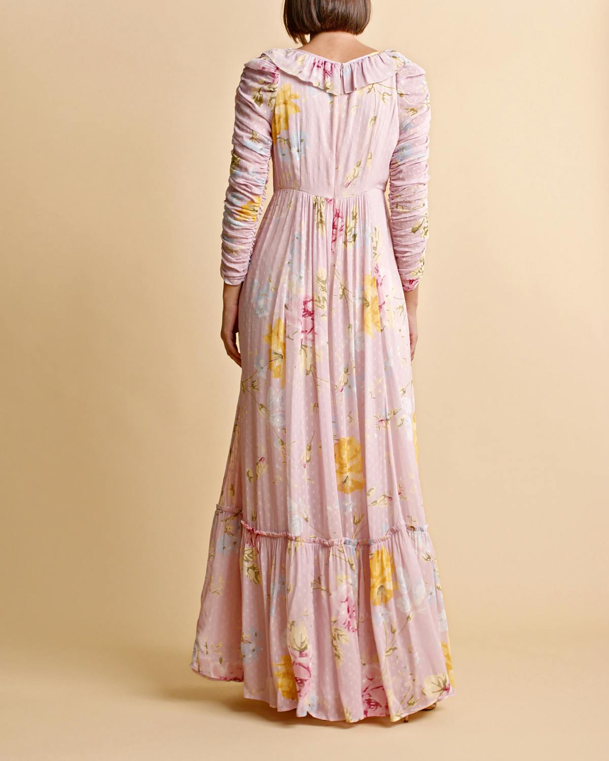 Dotted Georgette Rouching Gown, Flourish Wall. Image #5