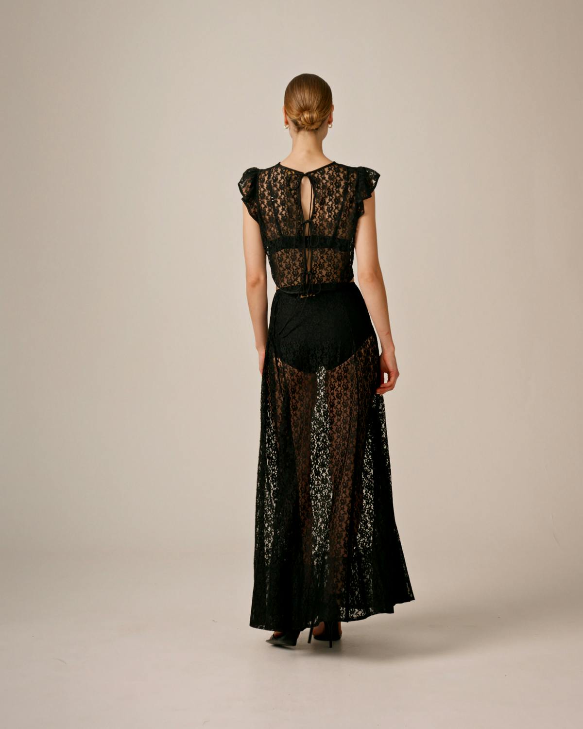 Lace Midi Skirt, Black. Image #5