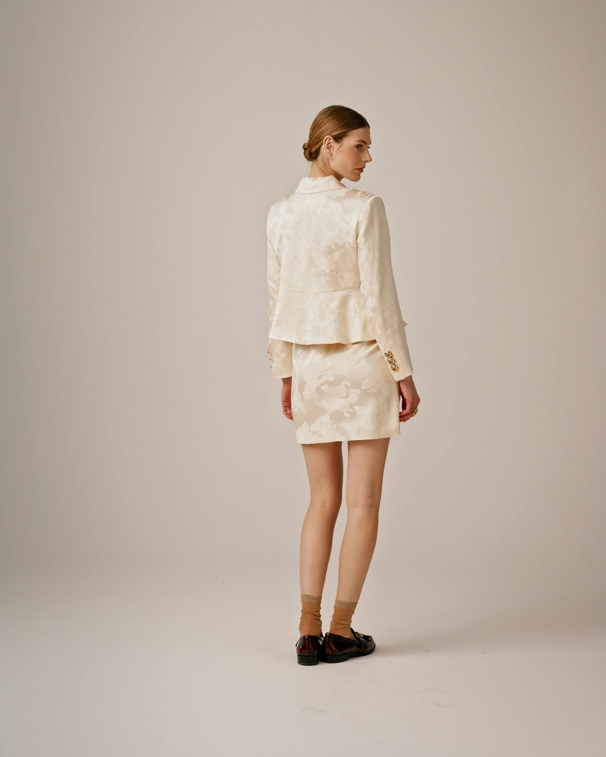 Silk Mini Skirt, Off White. Image #4