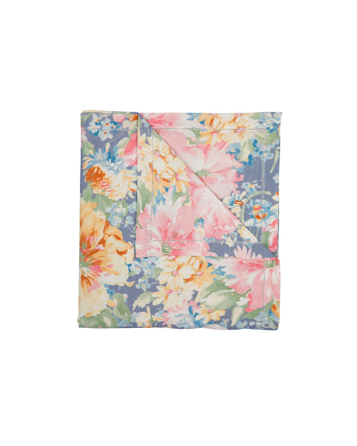 Table Cloth Linen 140x300 cm, Blue floral. Image #4