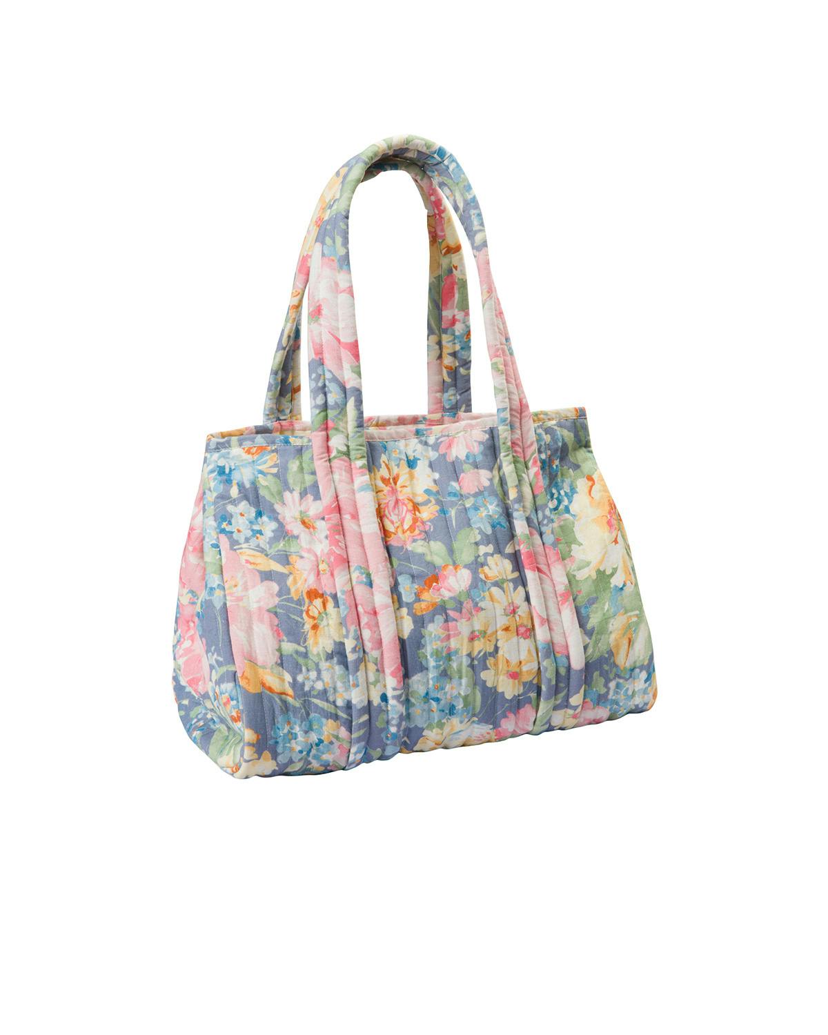 Tote Bag Linen, Blue floral. Image #2