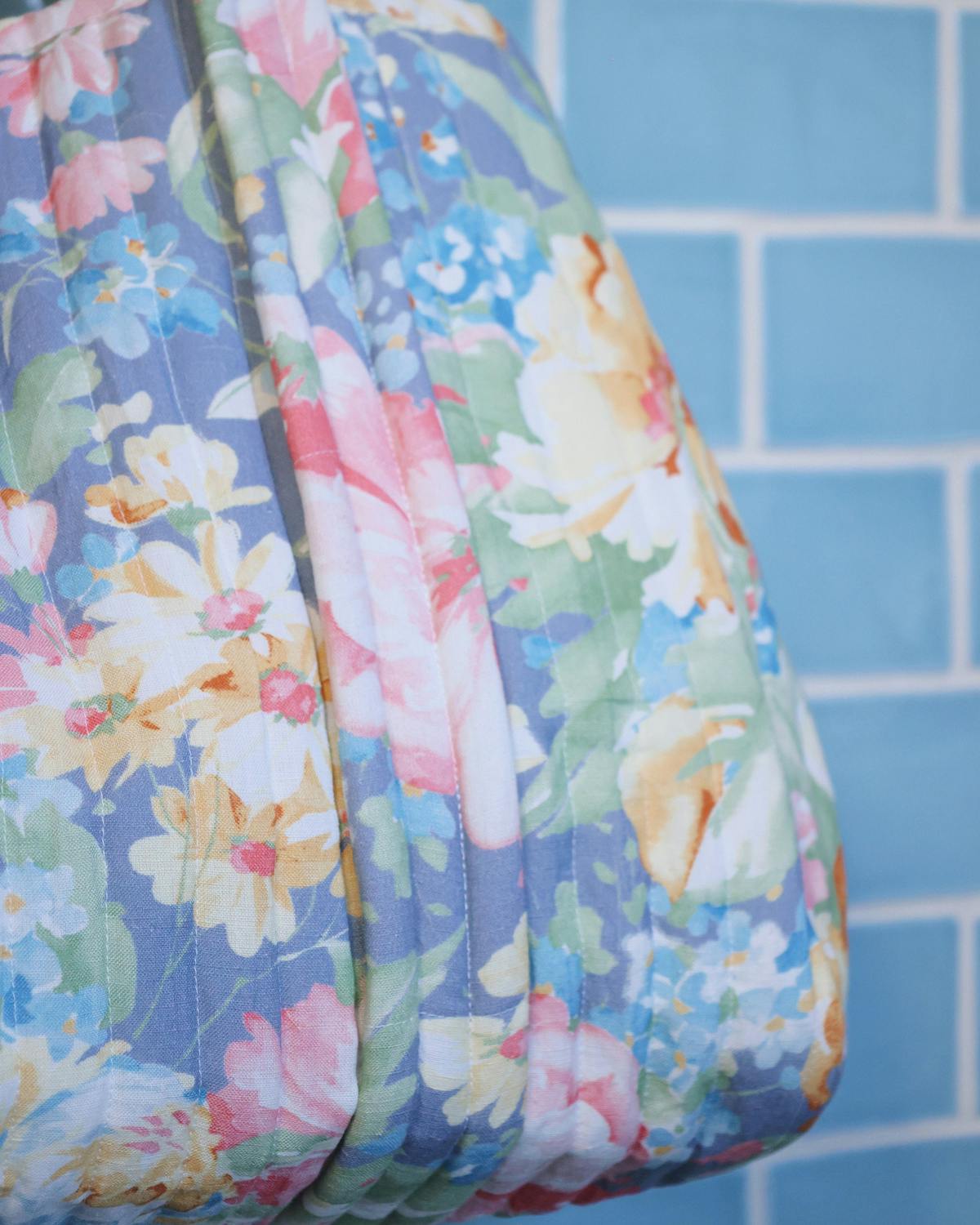 Tote Bag Linen, Blue floral. Image #5