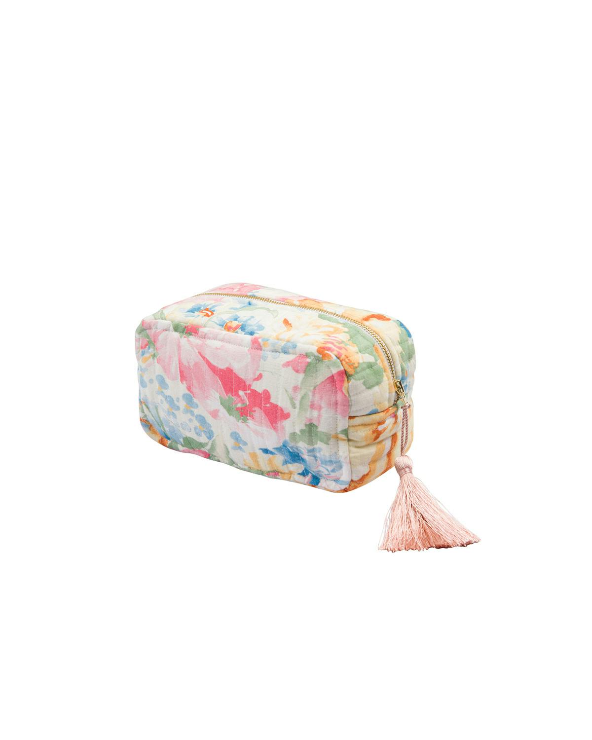 Cosmetic Bag Linen, Pink floral. Image #1