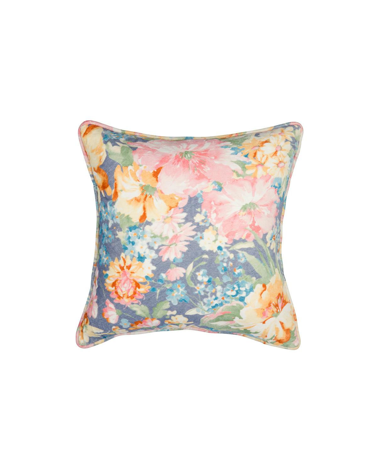 Cushion Cover Velvet 50x50 cm, Blue florals. Image #1
