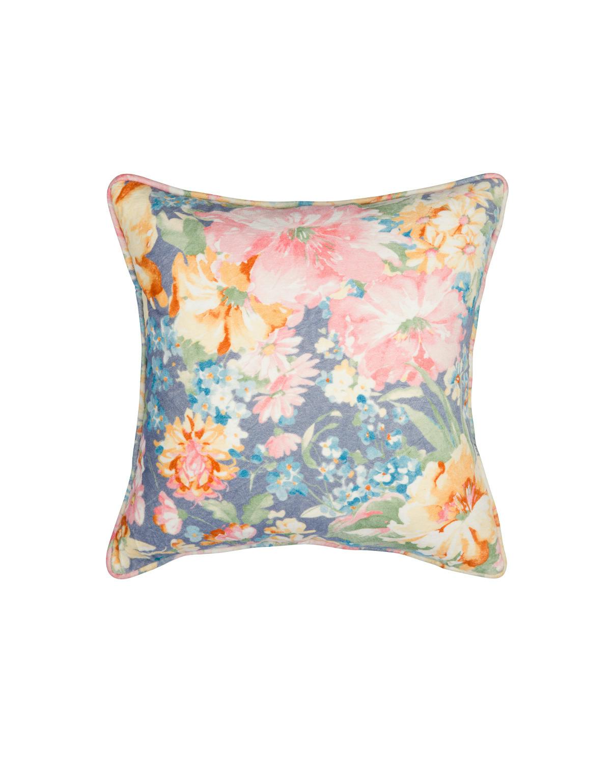 Cushion Cover Velvet 60x60 cm, Blue florals. Image #2
