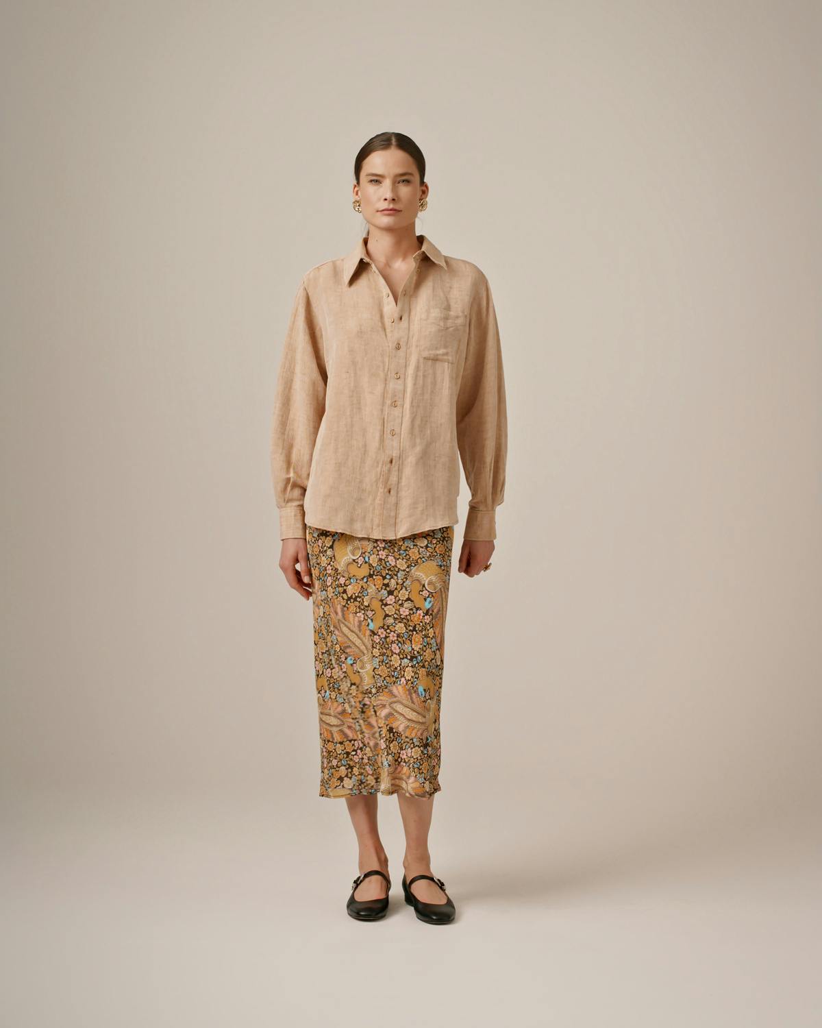 Linen Shirt, Beige Melange. Image #4