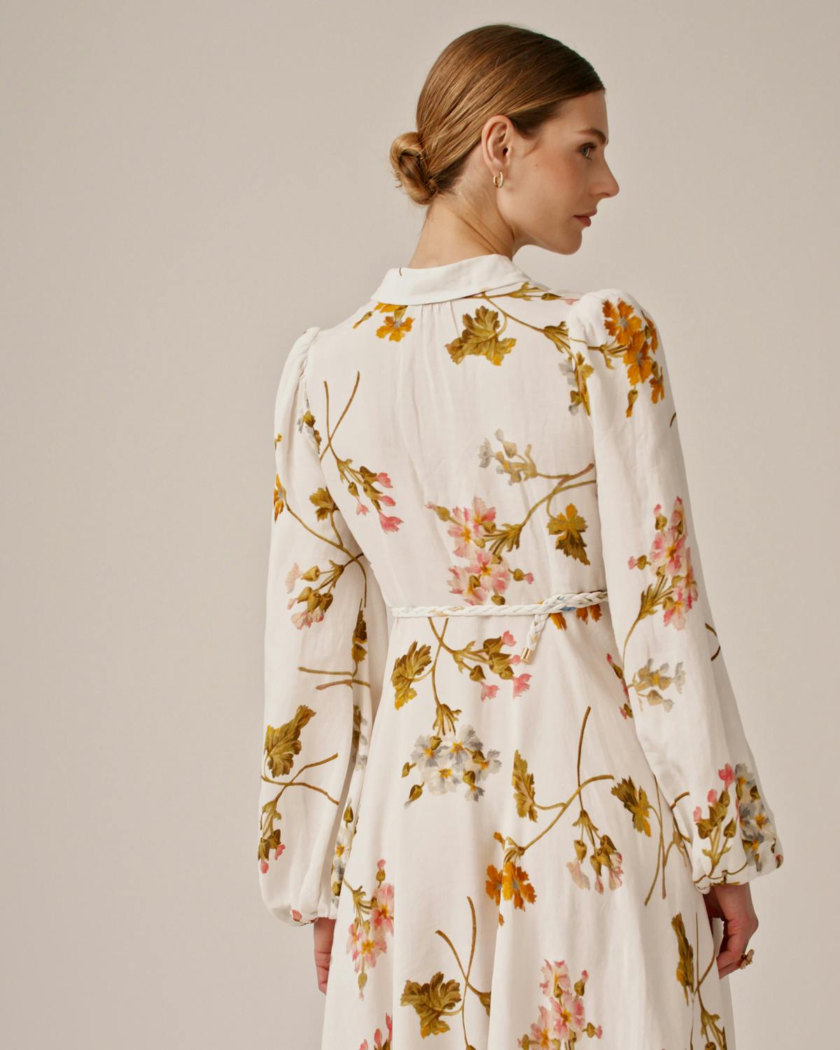 Linen Collared Midi Dress, Botanical. Image #3