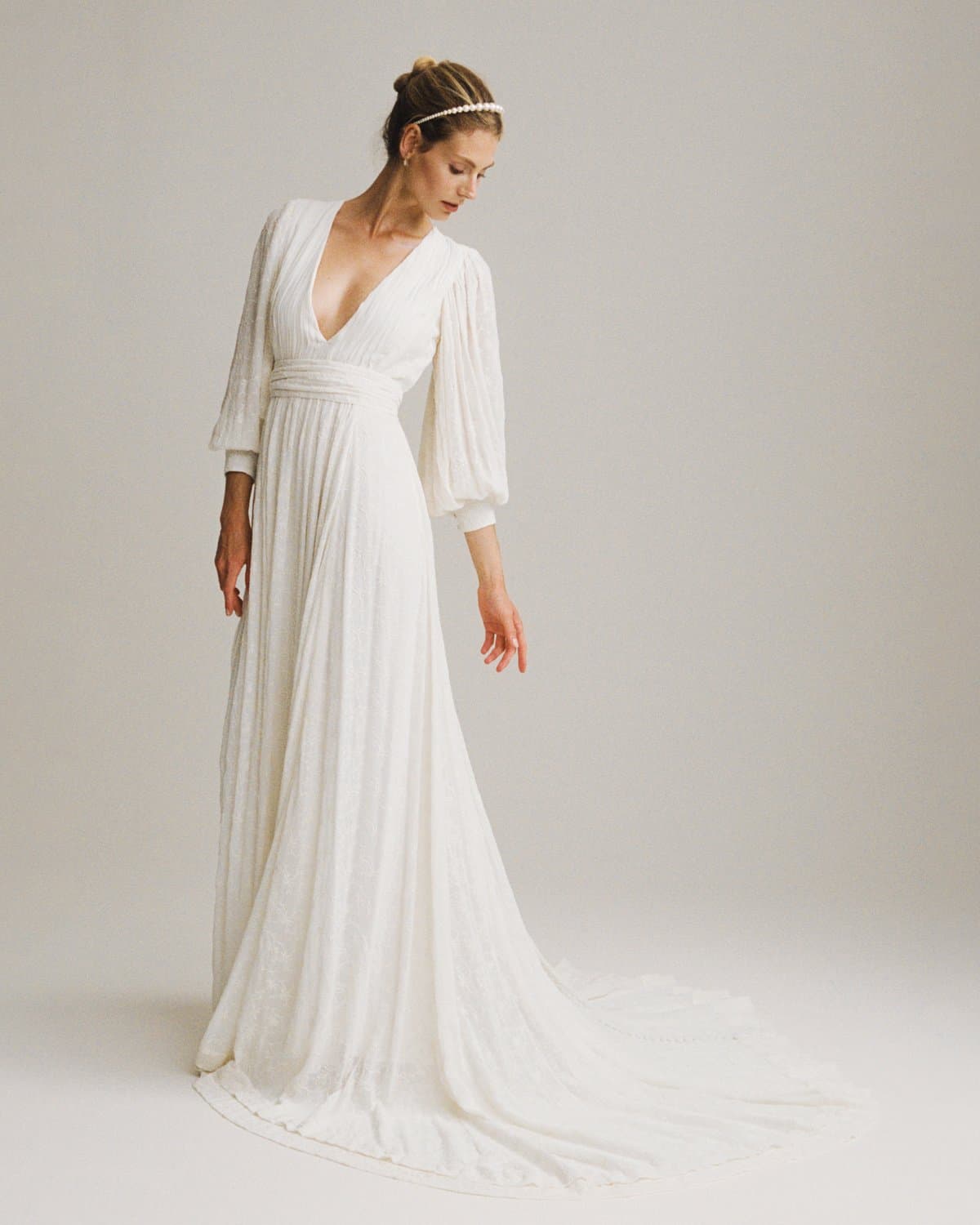 The Embroidered Georgette Gown, Vintage White. Image #2