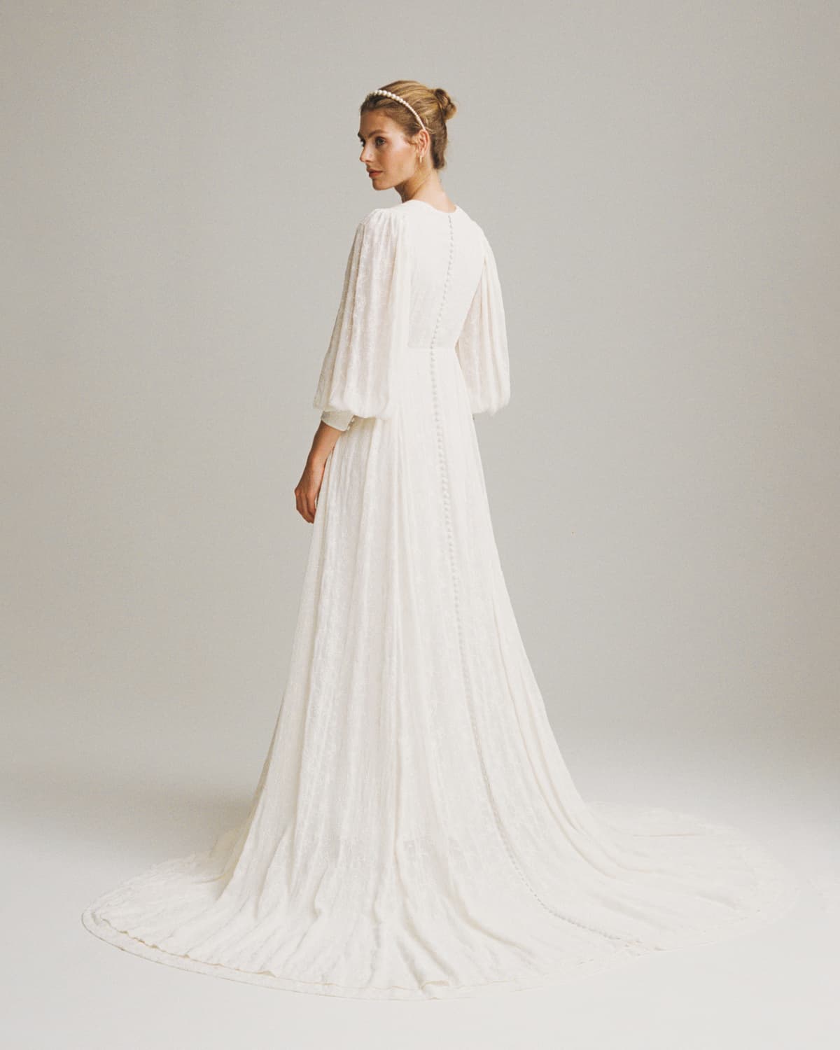 The Embroidered Georgette Gown, Vintage White. Image #3