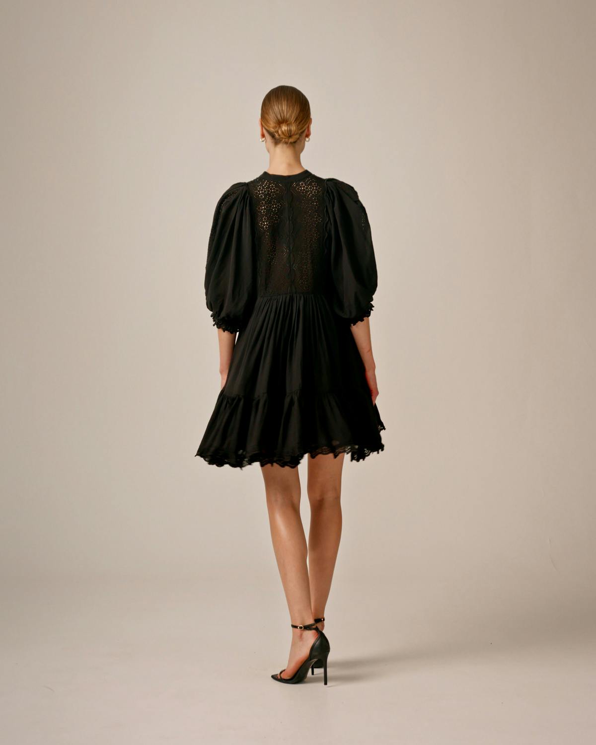 Cotton Slub Shift Dress, Black. Image #3