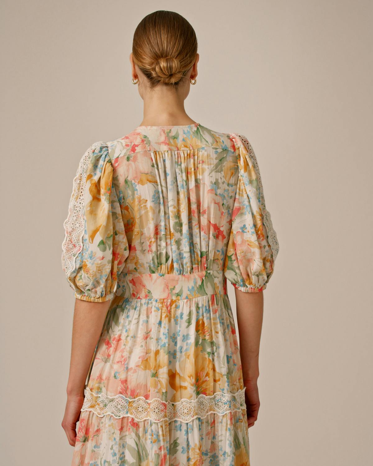 Cotton Slub Tiered Dress, Blooming Pastels. Image #3
