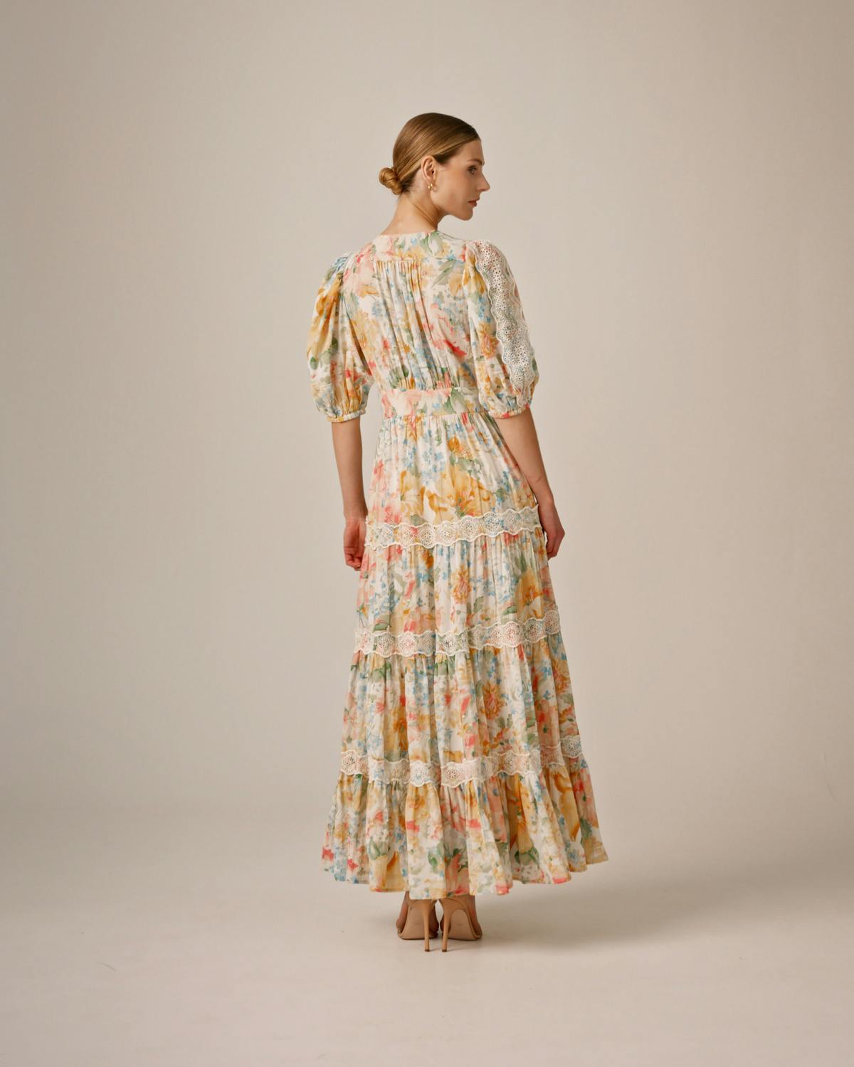 Cotton Slub Tiered Dress, Blooming Pastels. Image #5