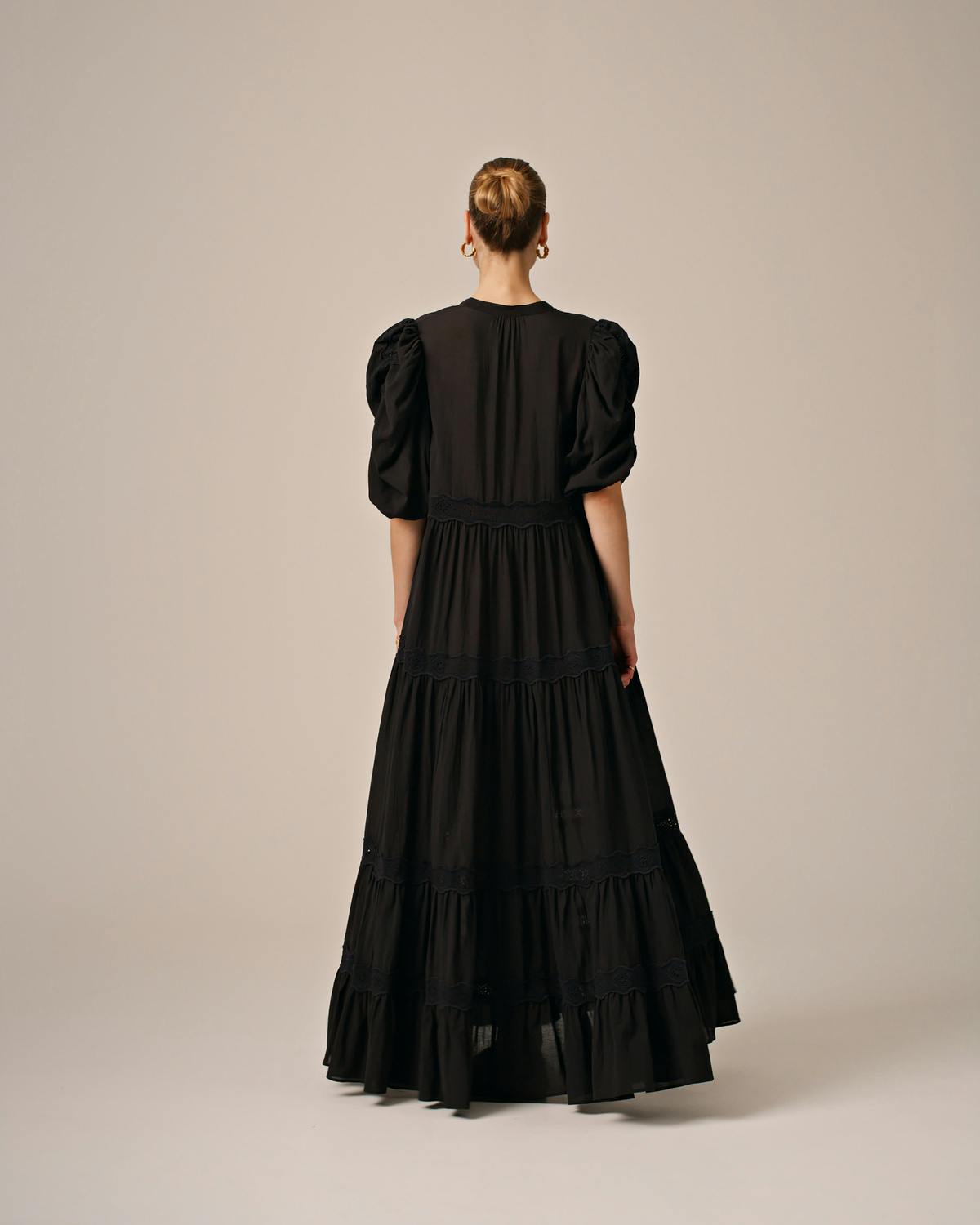 Cotton Slub Relaxed Dress, Black. Image #5