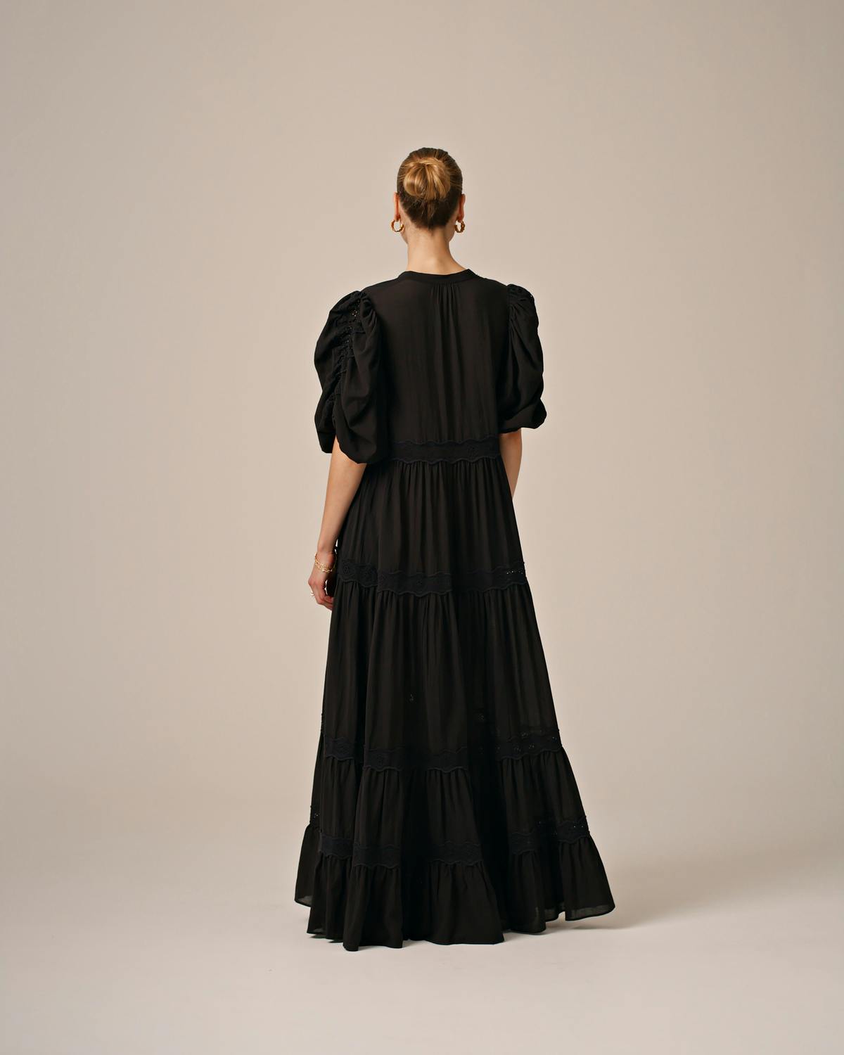 Cotton Slub Relaxed Dress, Black. Image #3