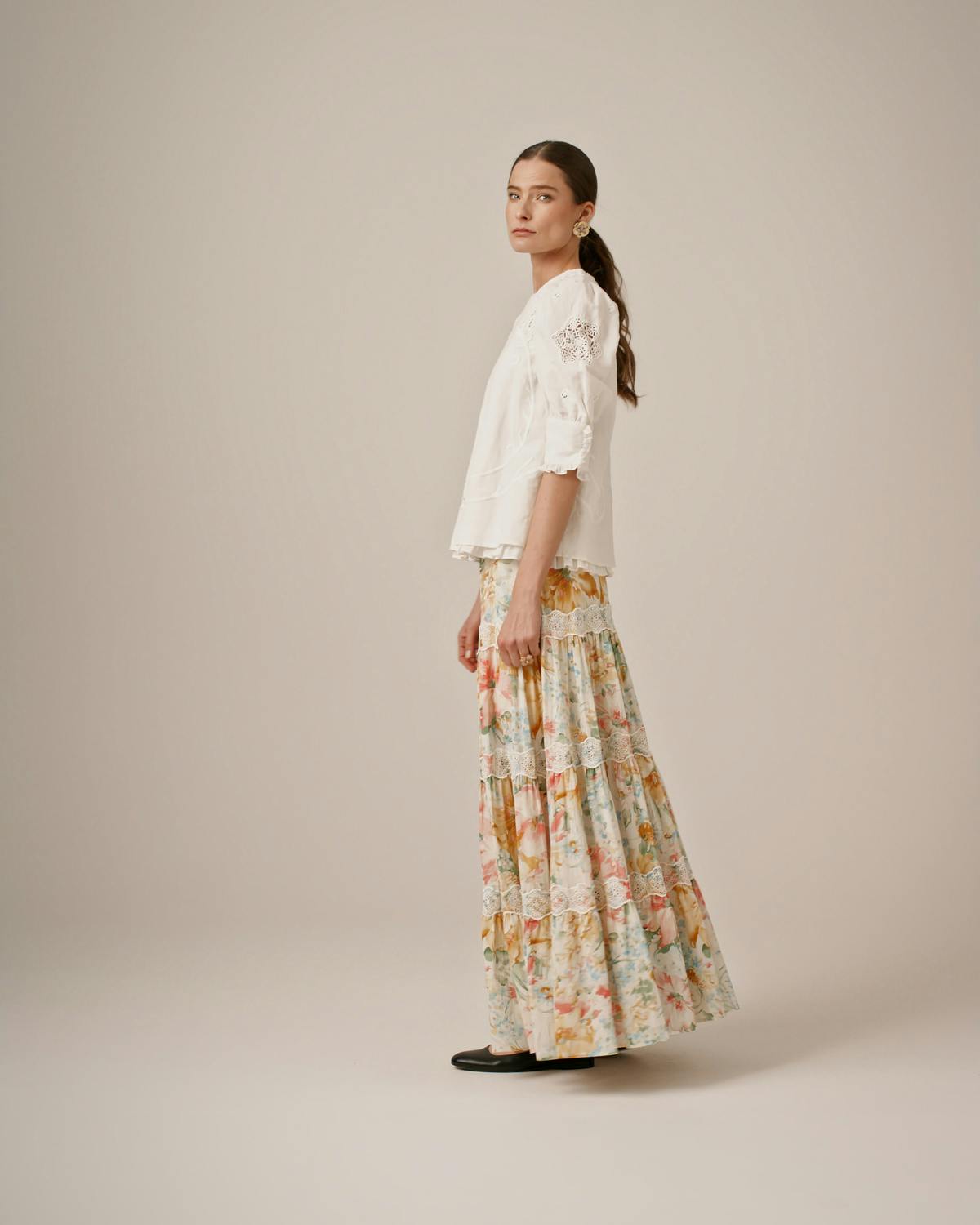 Cotton Slub Skirt, Blooming Pastels. Image #3