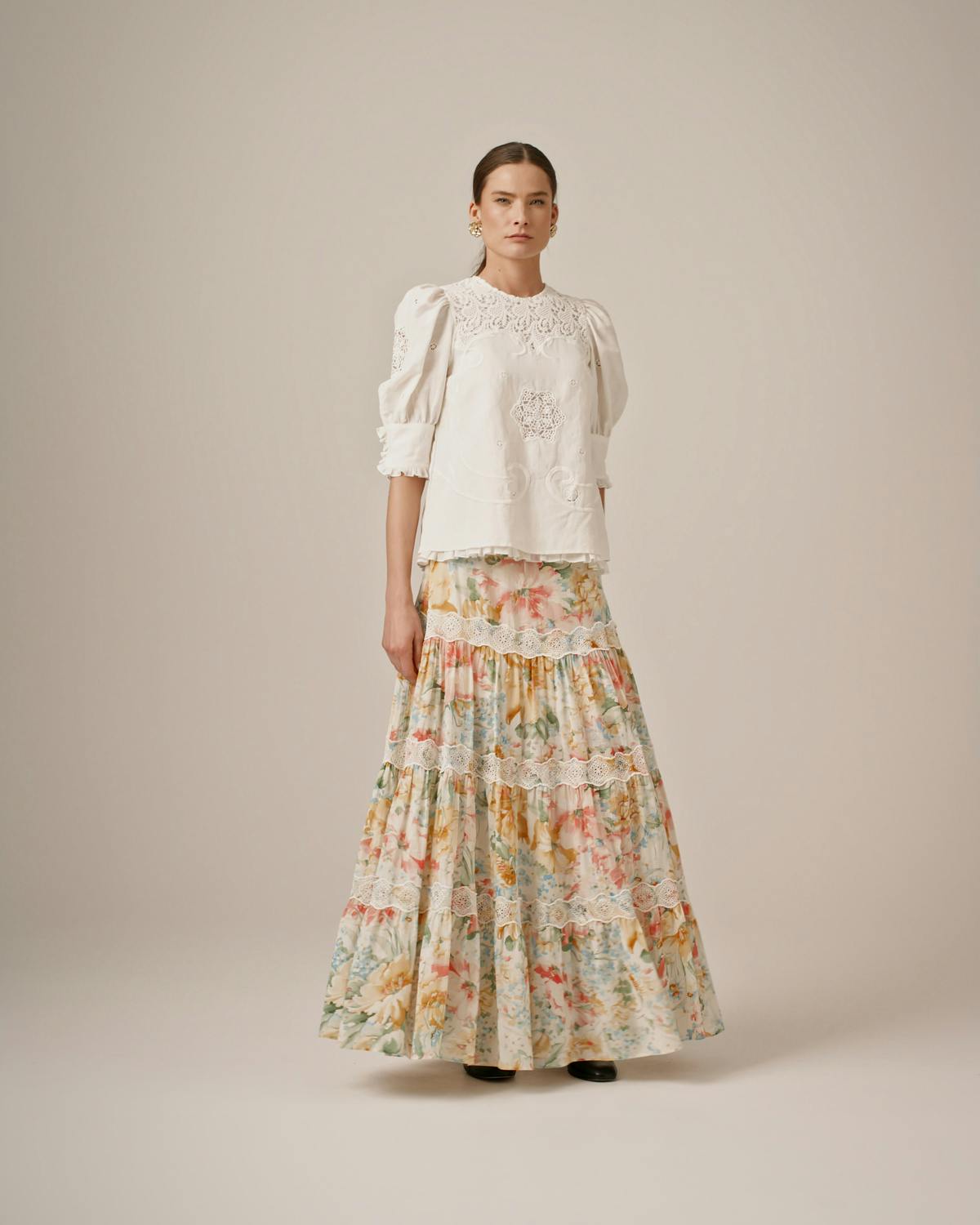 Cotton Slub Skirt, Blooming Pastels. Image #2