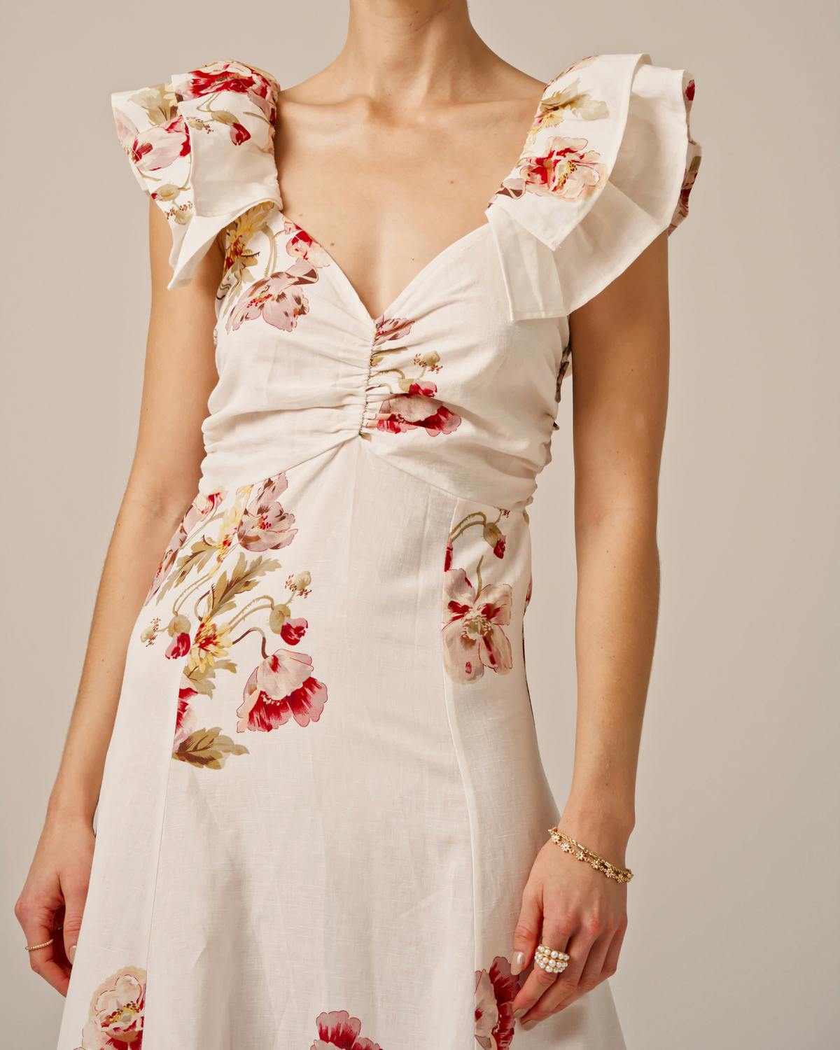 Linen Flounce Dress, Rosette. Image #5