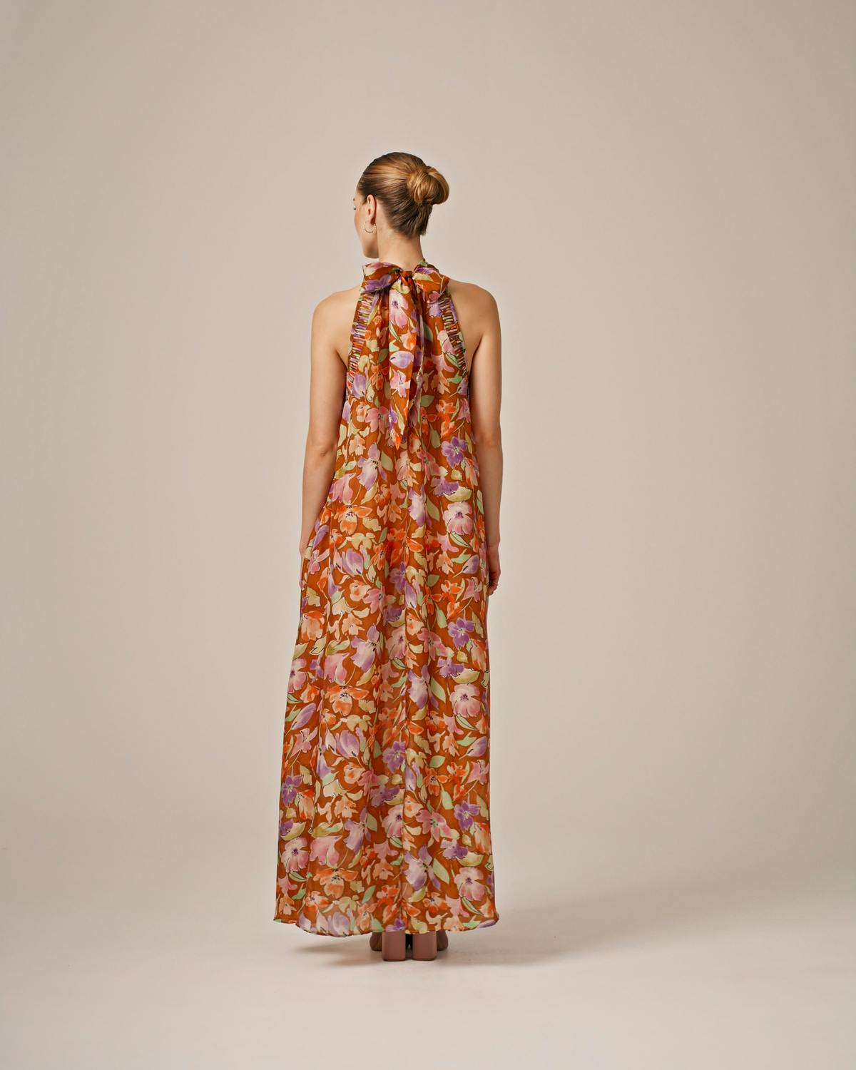 Cupro Halterneck Dress, Petals. Image #5