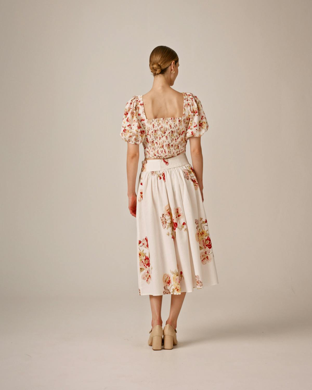 Linen Midi Skirt, Rosette. Image #6
