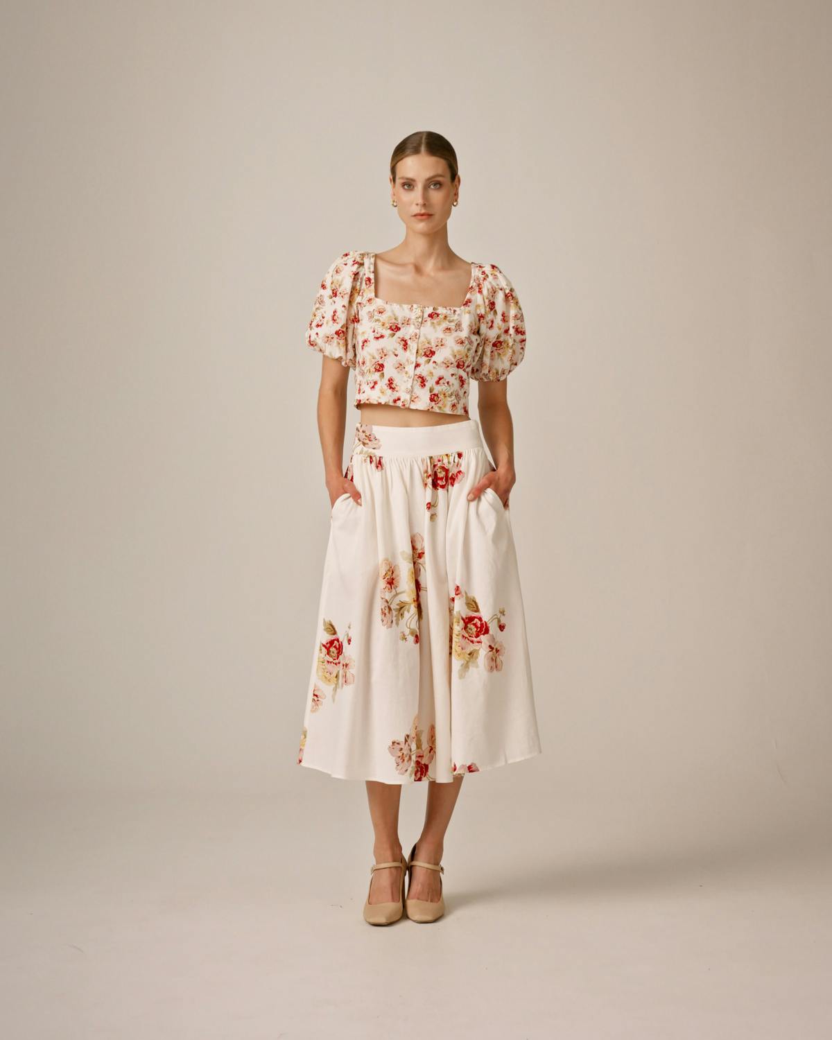Linen Midi Skirt, Rosette. Image #5