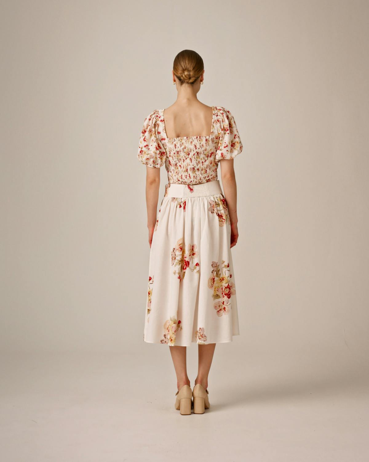 Linen Midi Skirt, Rosette. Image #3