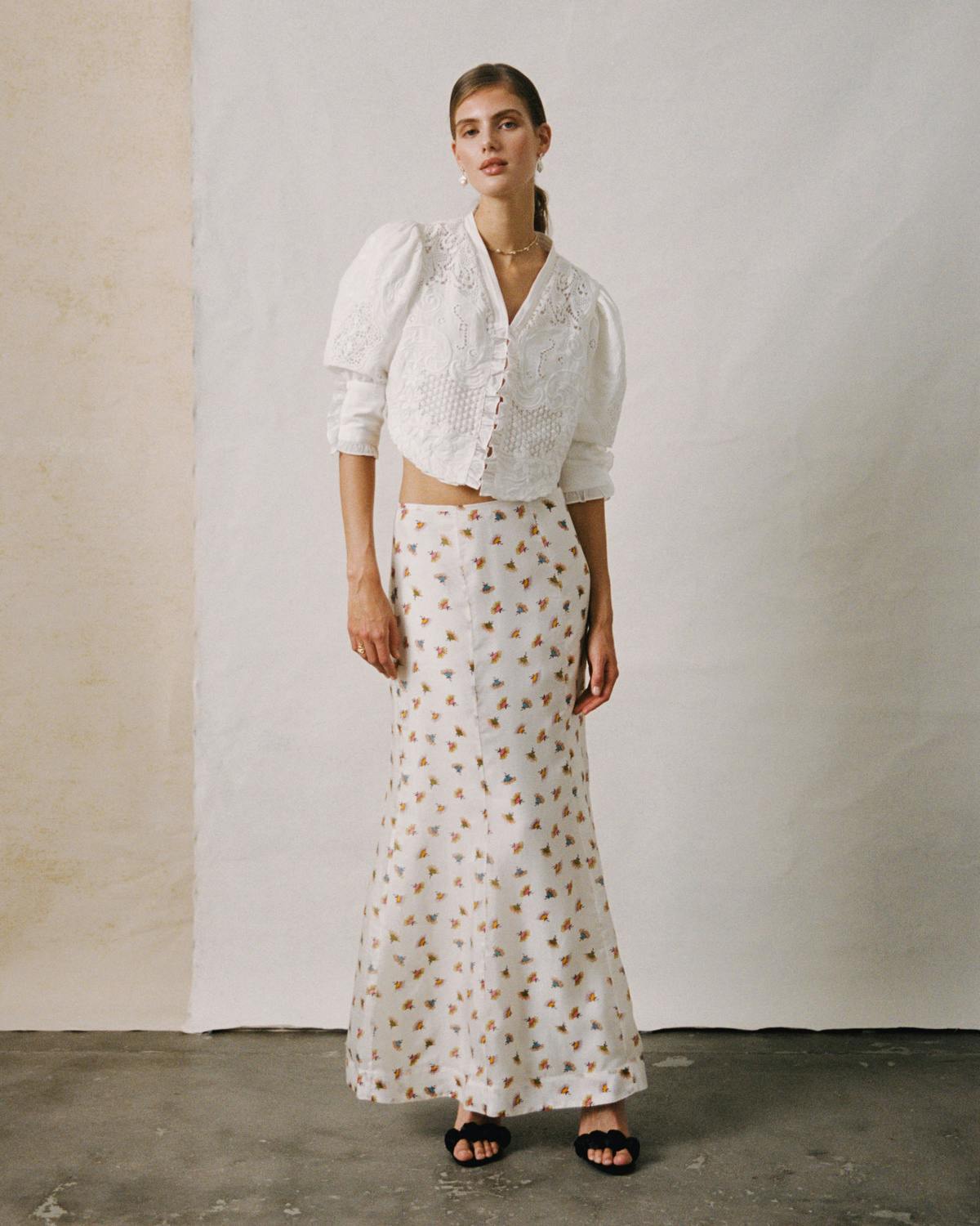 Cupro Skirt, Flower Sprinkle. Image #1