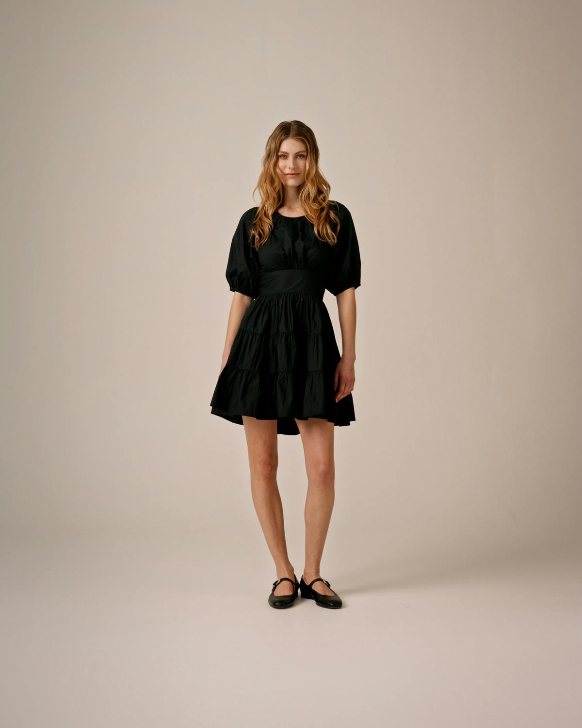 Poplin Mini Dress, Black. Image #1