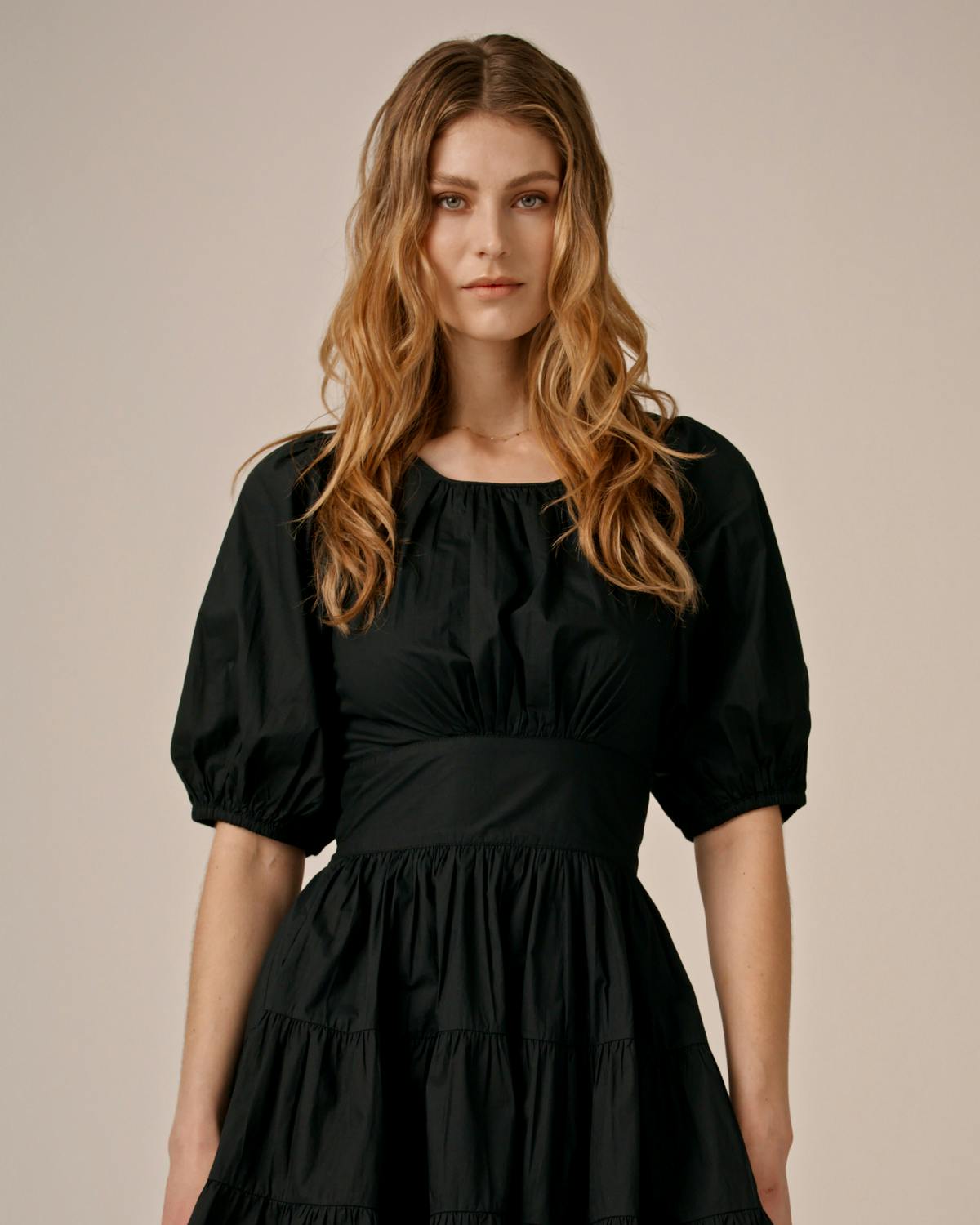 Poplin Mini Dress, Black. Image #4