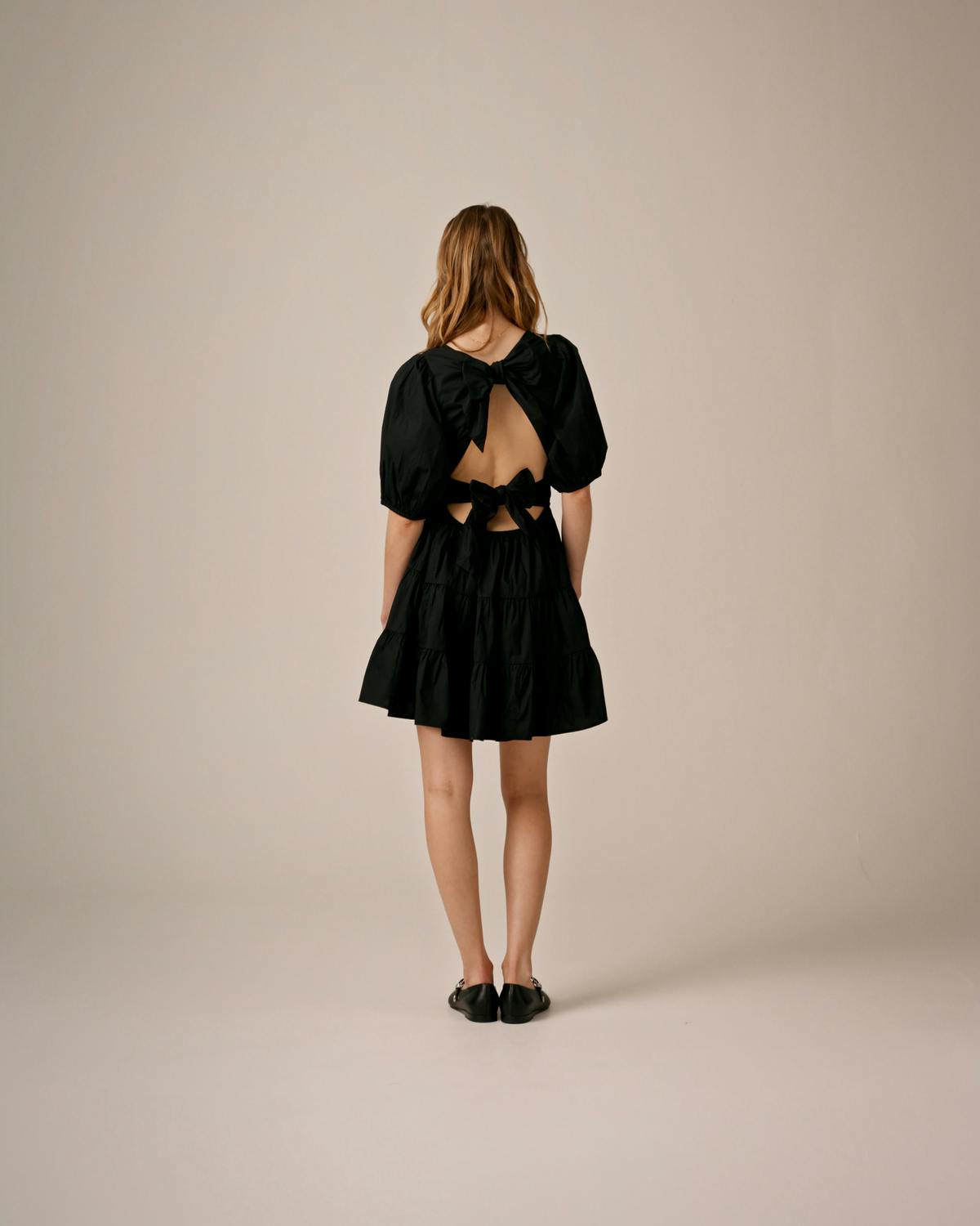 Poplin Mini Dress, Black. Image #3