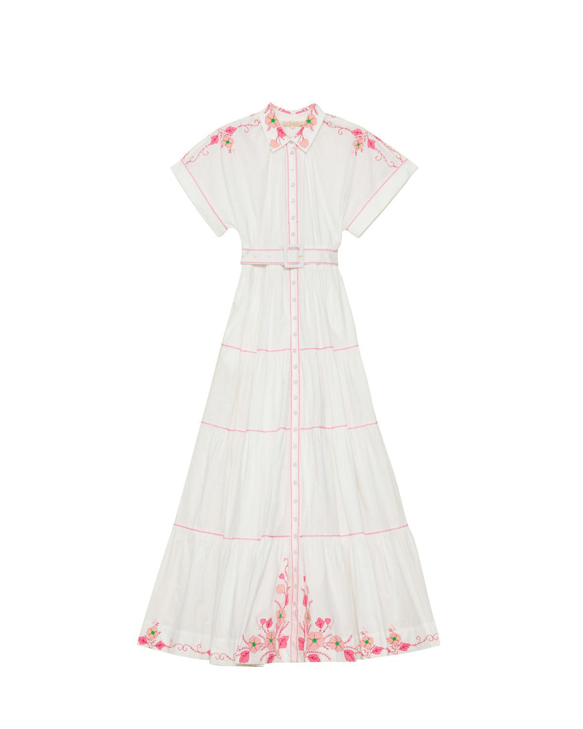 Poplin Embroidered Shirt Dress, White With Embroidery. Image #7