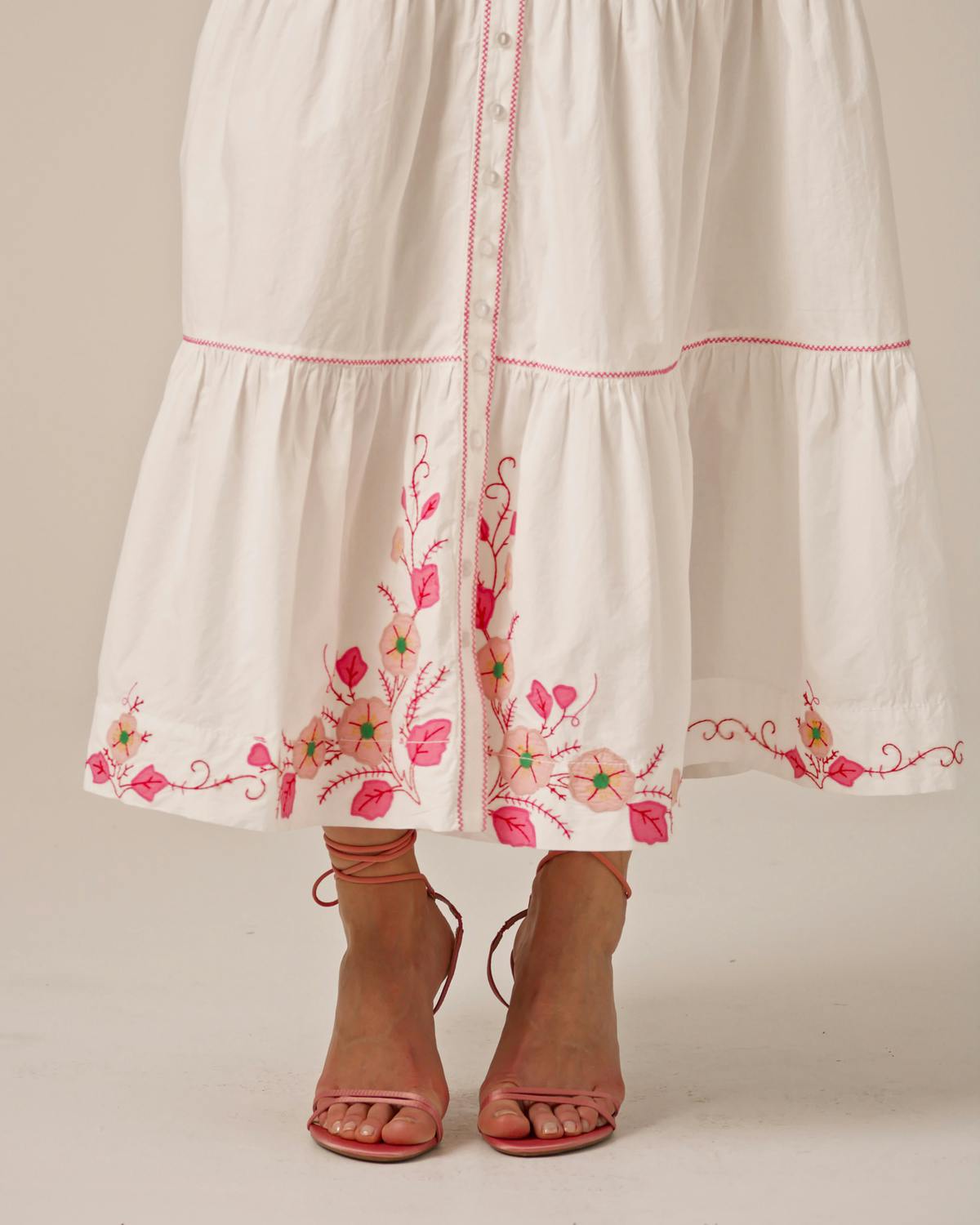 Poplin Embroidered Shirt Dress, White With Embroidery. Image #6