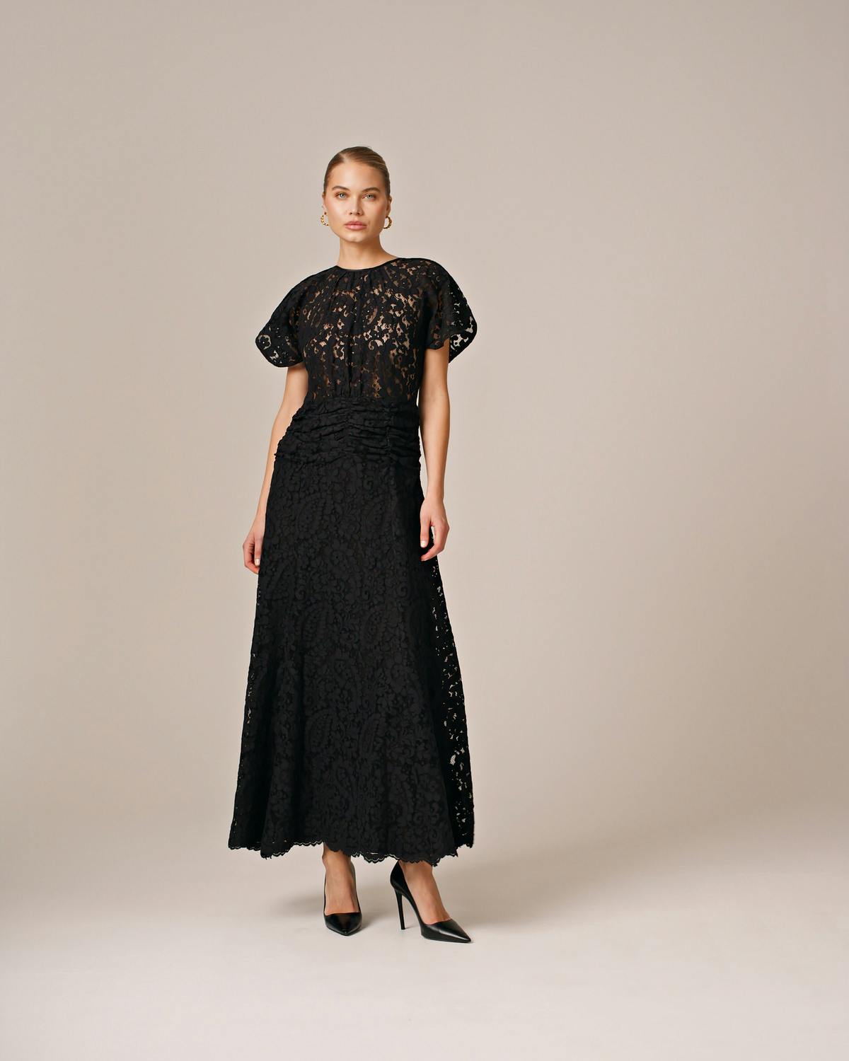 Lace Maxi Dress, Black. Image #3