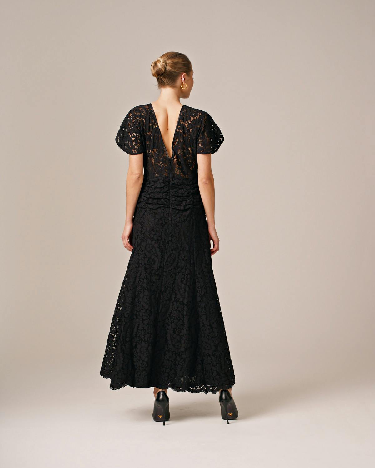 Lace Maxi Dress, Black. Image #4