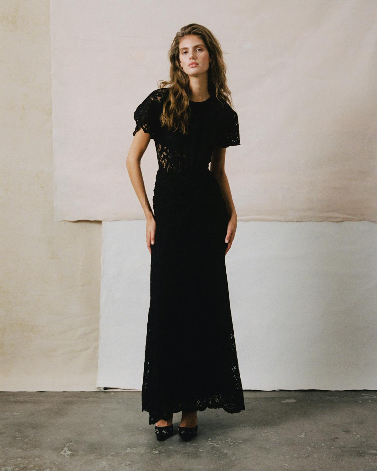 Lace Maxi Dress, Black. Image #2