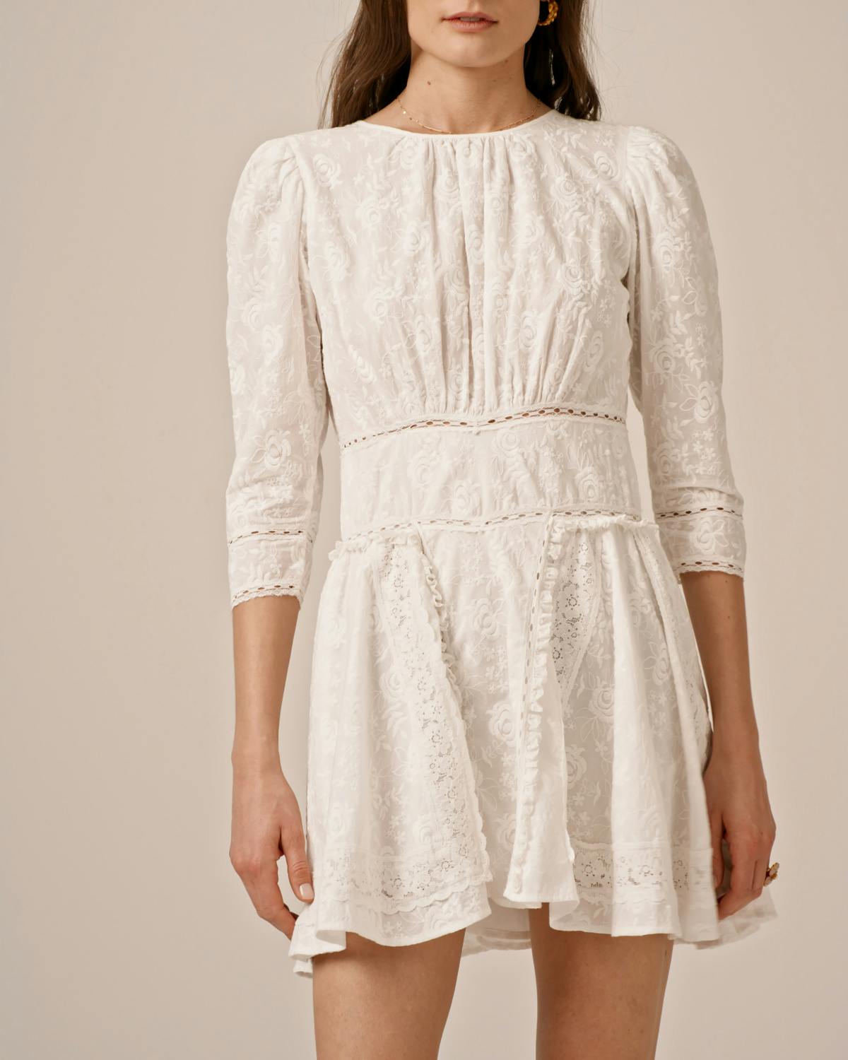 Broderie Anglaise Mini Dress, White. Image #5