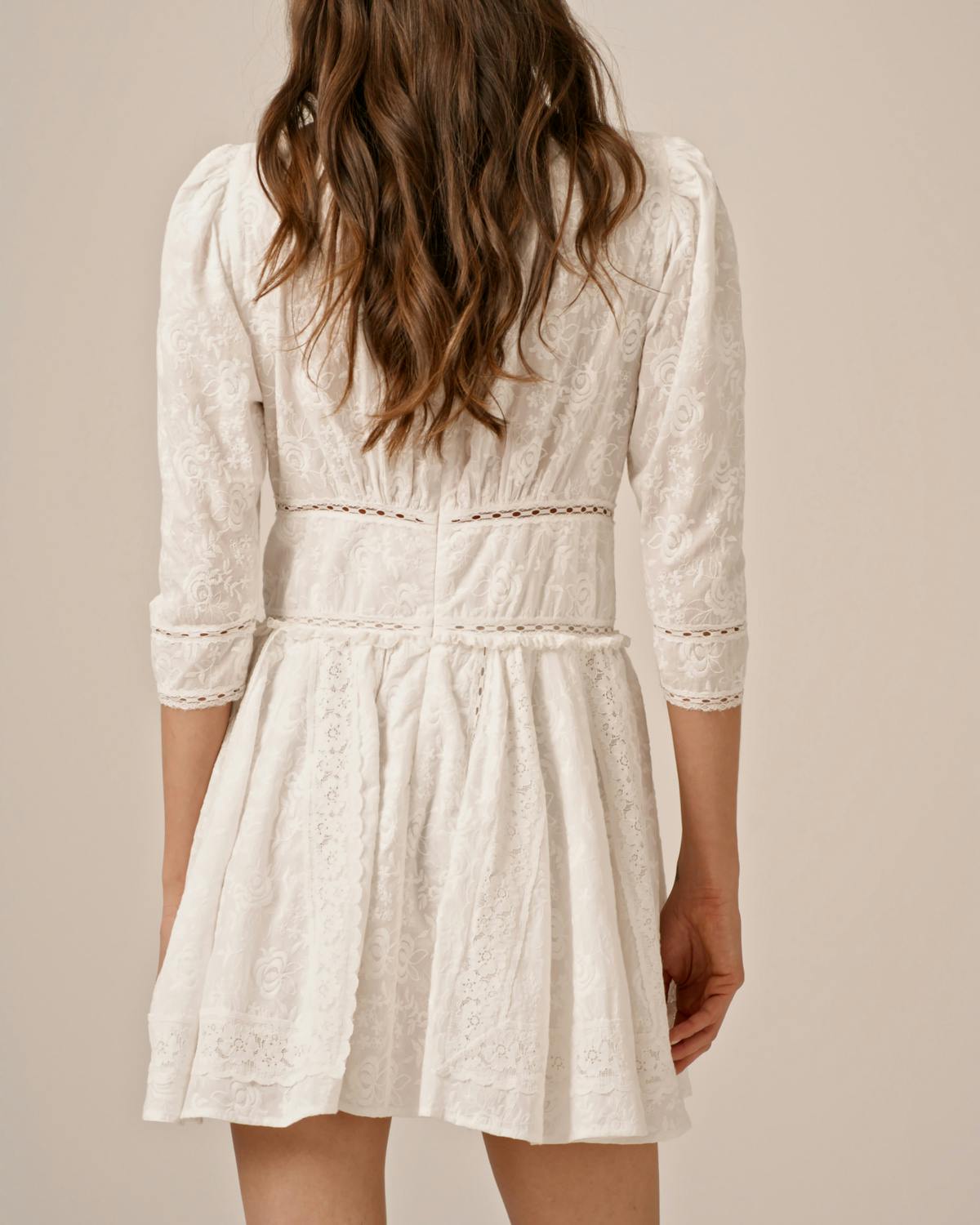Broderie Anglaise Mini Dress, White. Image #4
