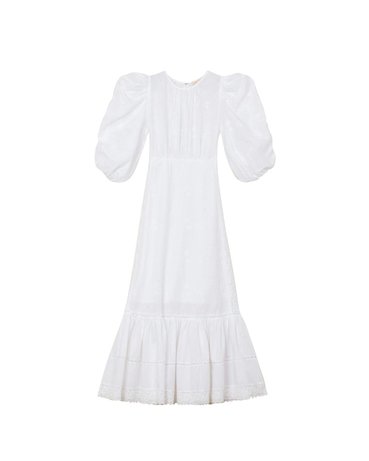 Broderie Anglaise Gown, White. Image #6