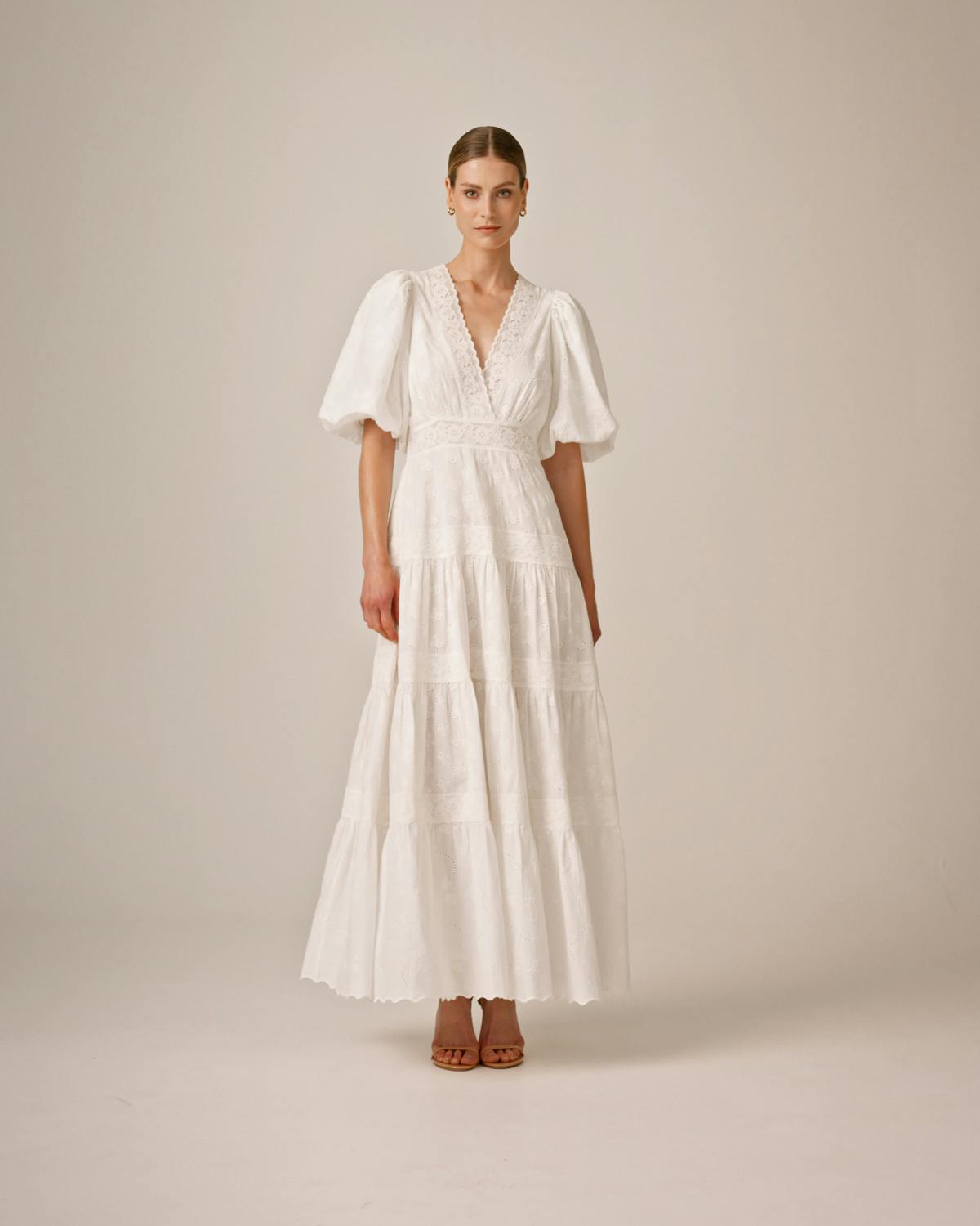 Broderie Anglaise Maxi Dress, White. Image #1