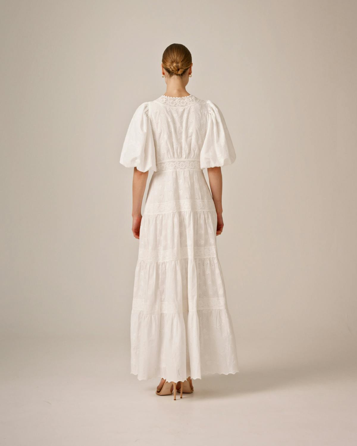 Broderie Anglaise Maxi Dress, White. Image #4