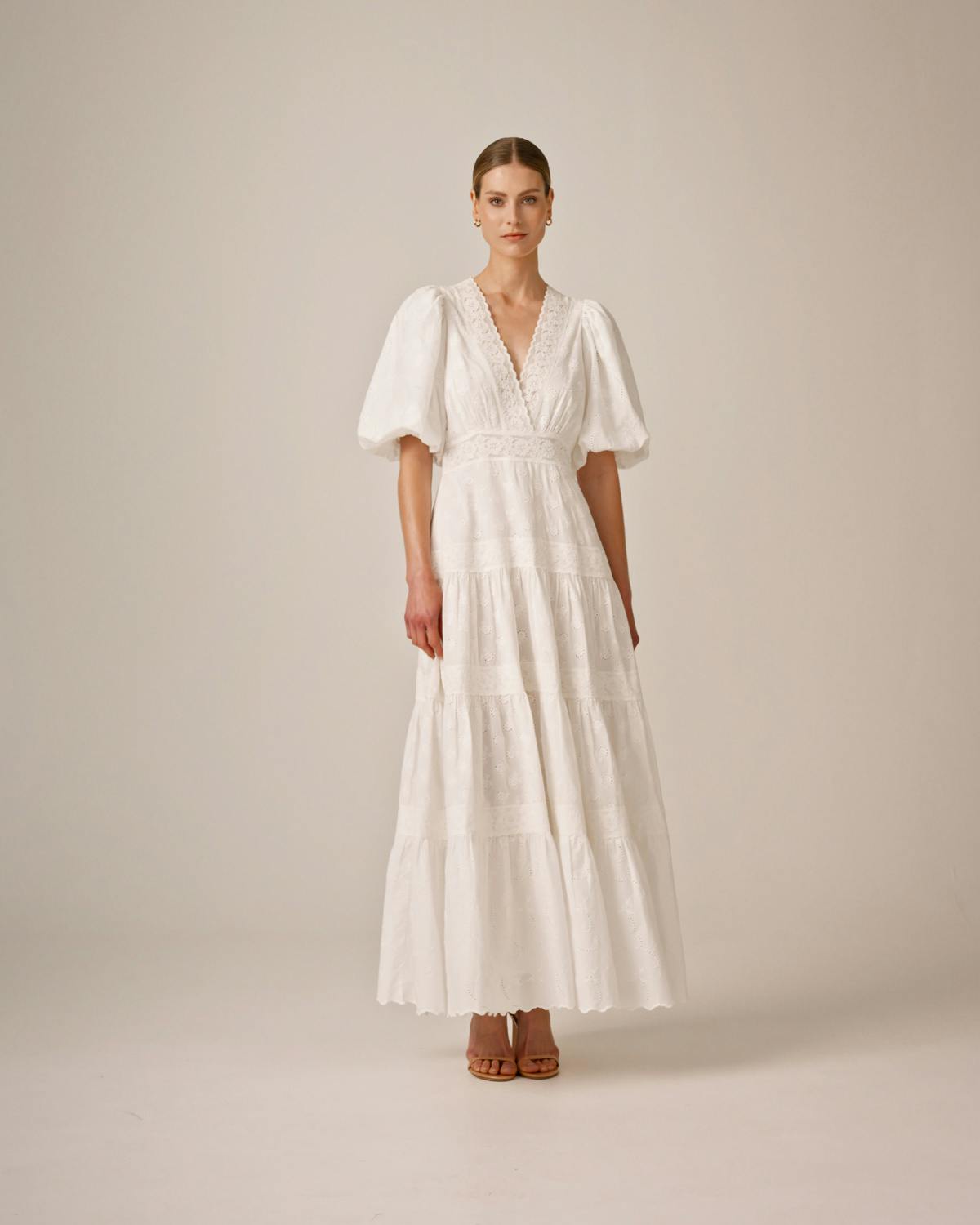 Broderie Anglaise Maxi Dress, White. Image #5
