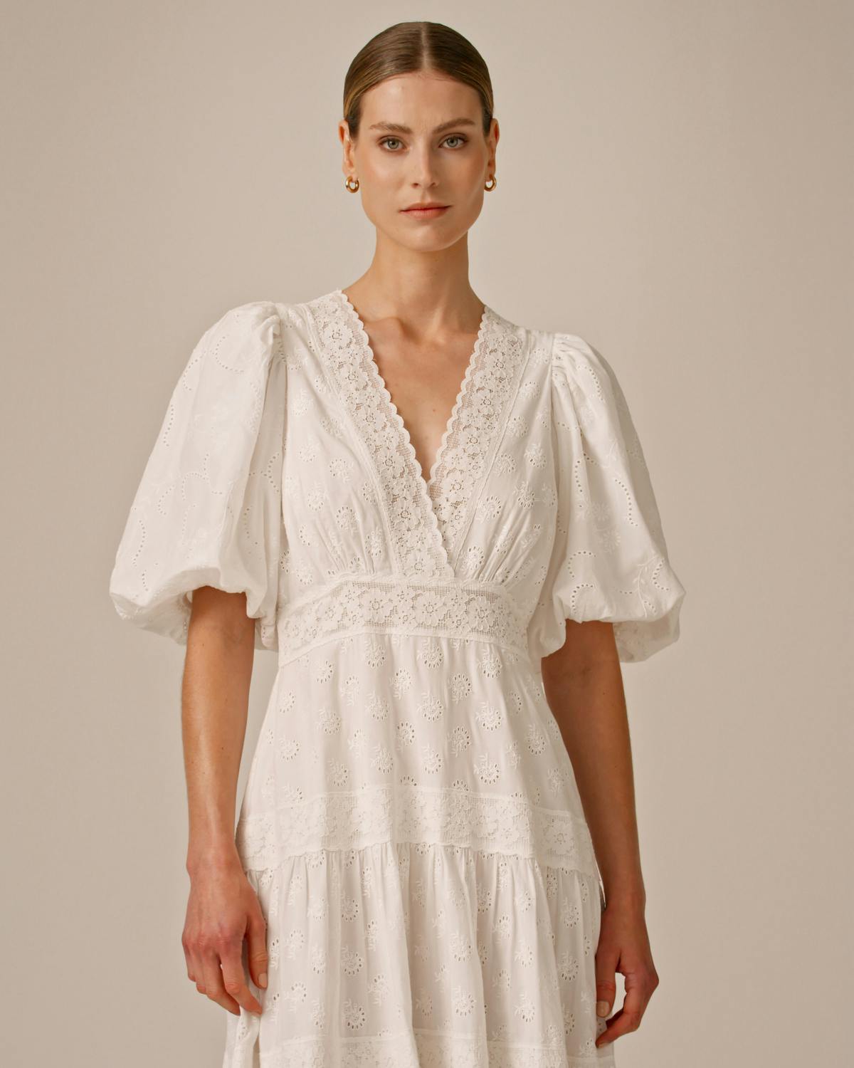 Broderie Anglaise Maxi Dress, White. Image #2