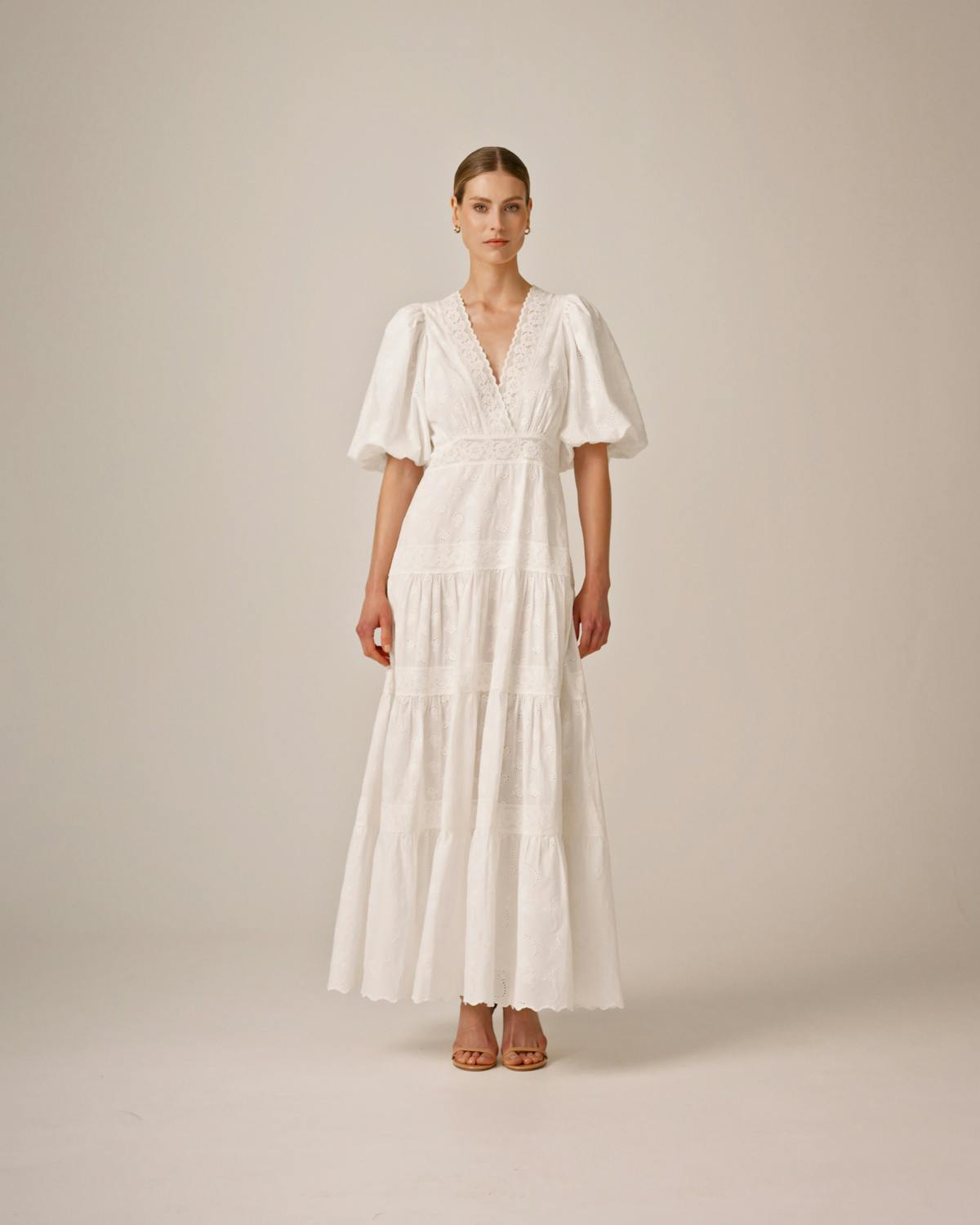 Broderie Anglaise Maxi Dress, White. Image #8
