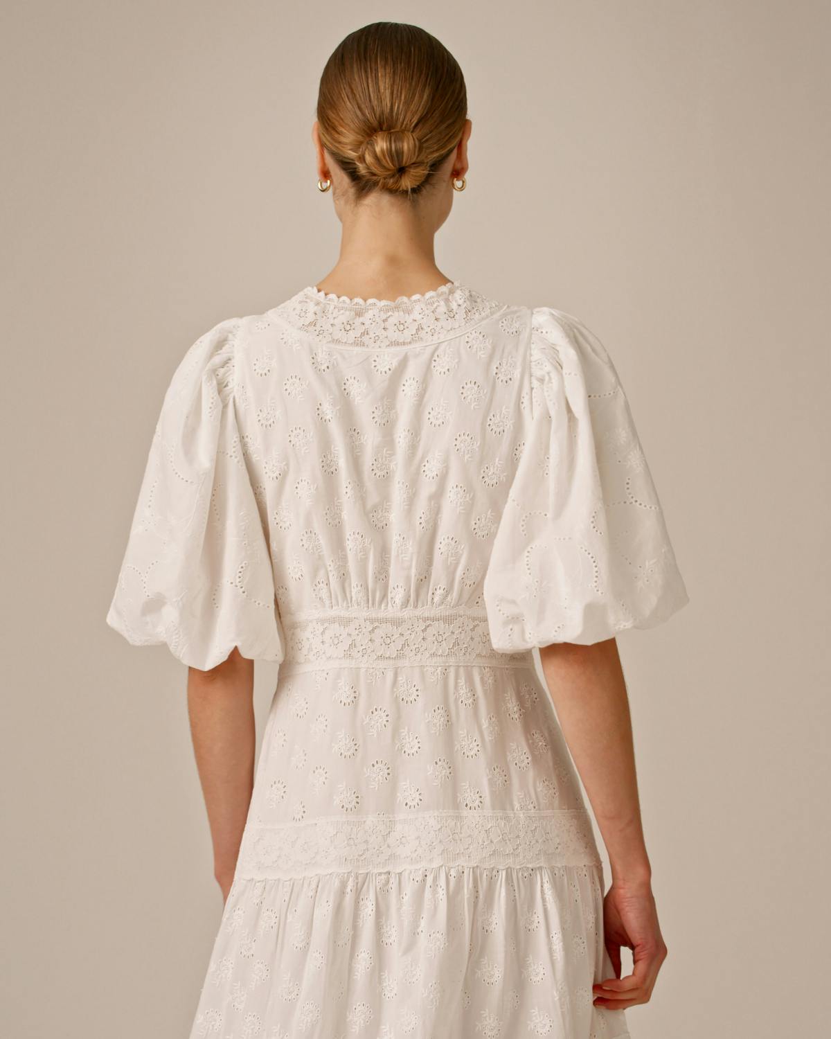 Broderie Anglaise Maxi Dress, White. Image #3