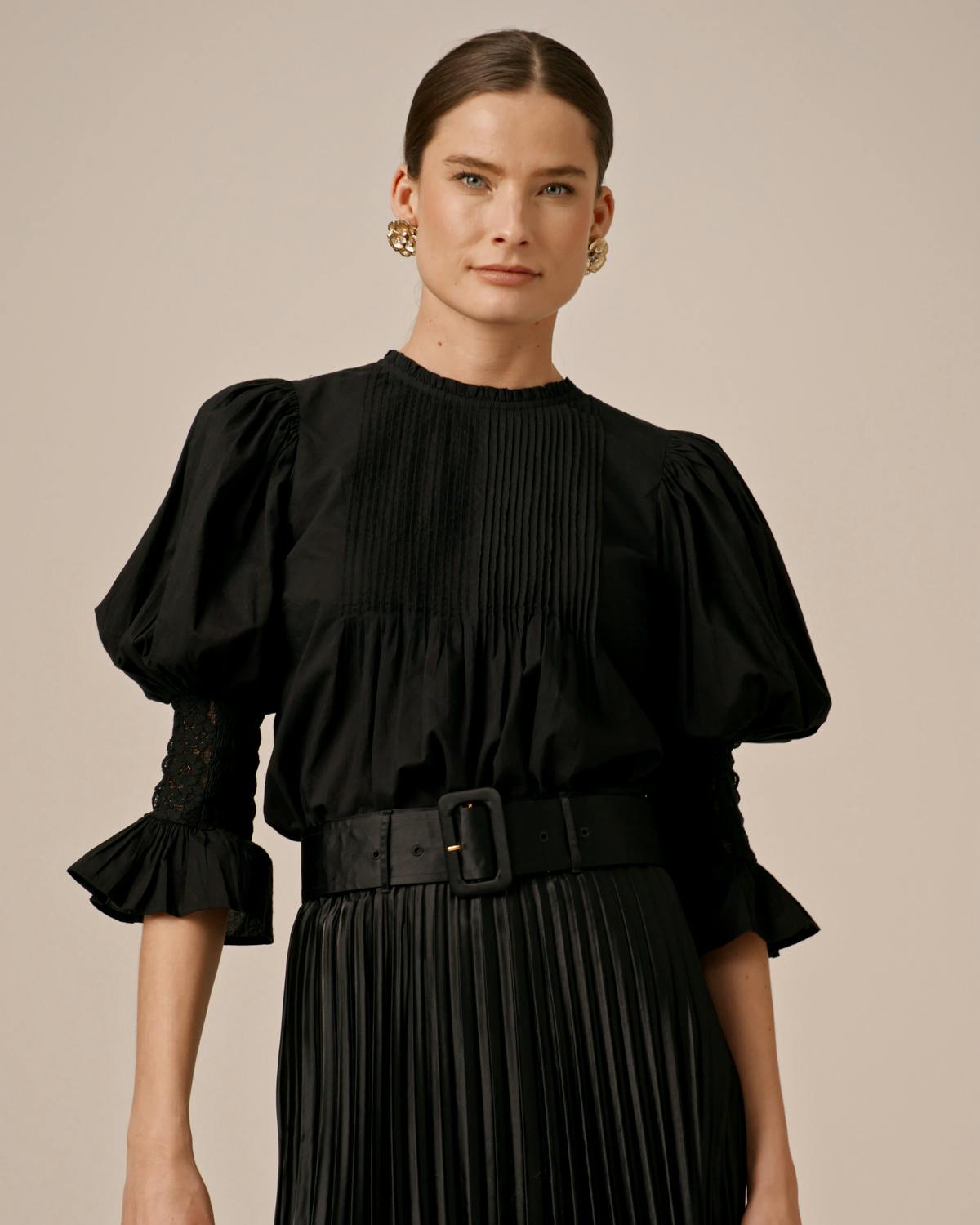 Broderie Anglaise Blouse, Black. Image #1