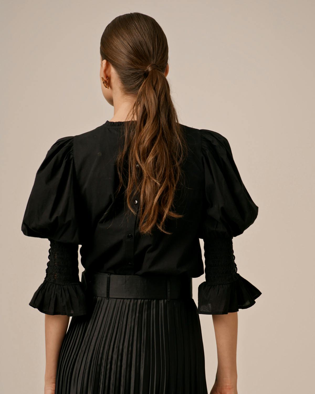 Broderie Anglaise Blouse, Black. Image #4