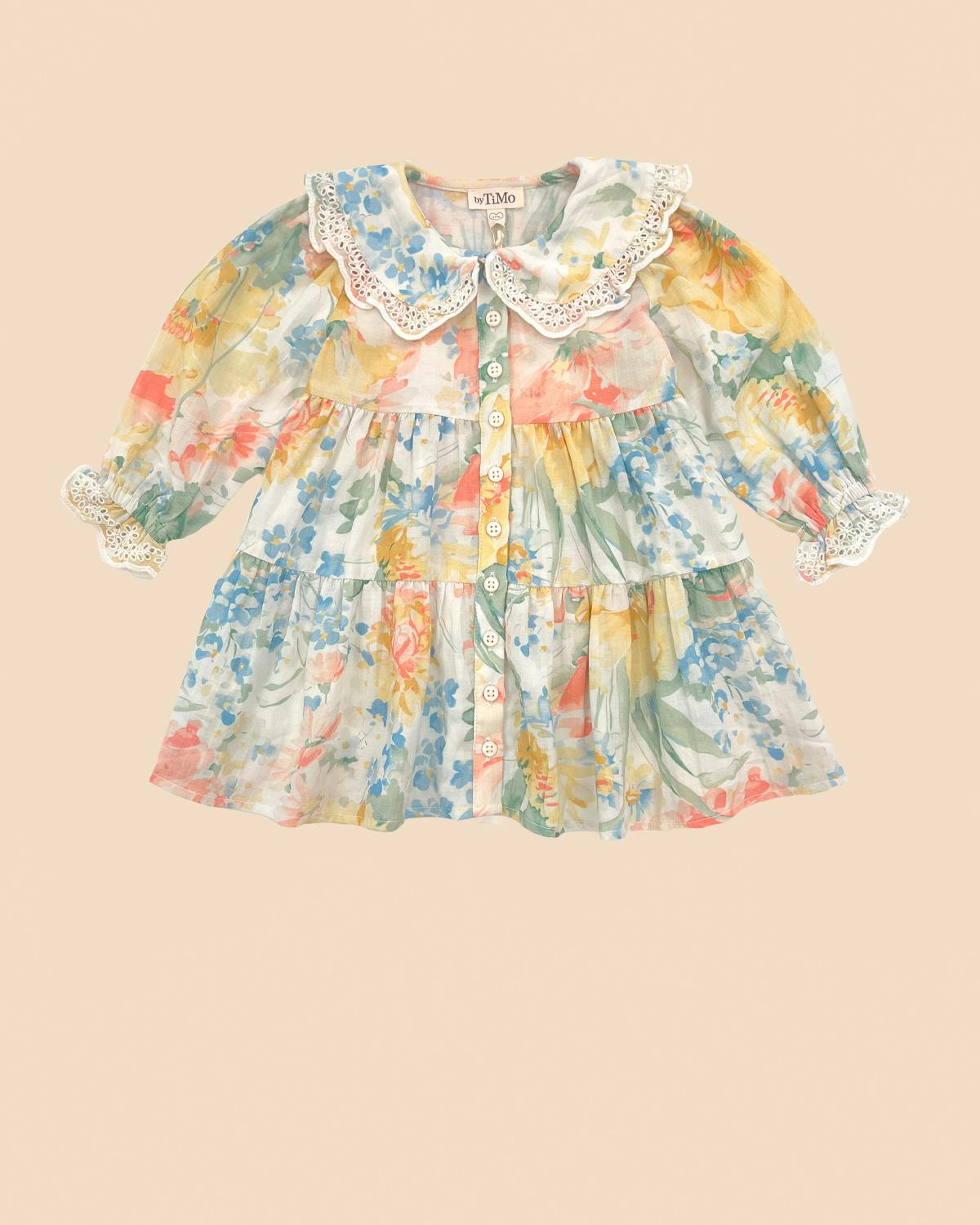 Cotton Slub Shirt Dress, Blooming Pastels. Image #2