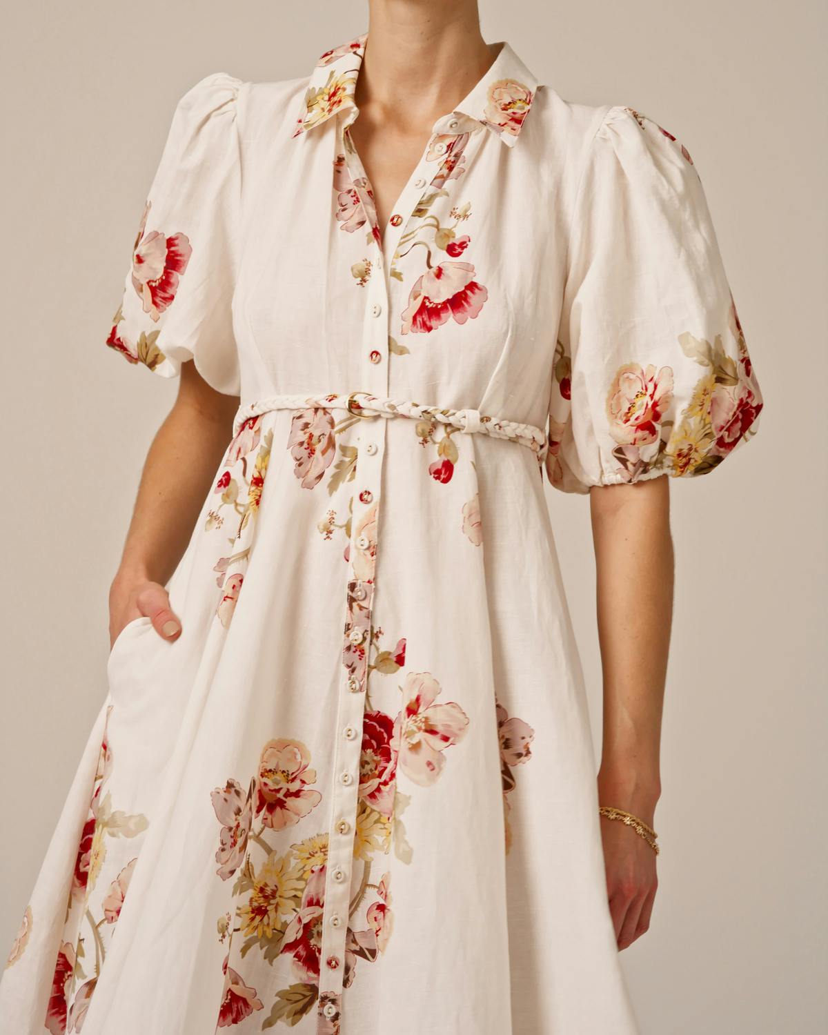 Linen Button-Down Dress, Rosette. Image #5