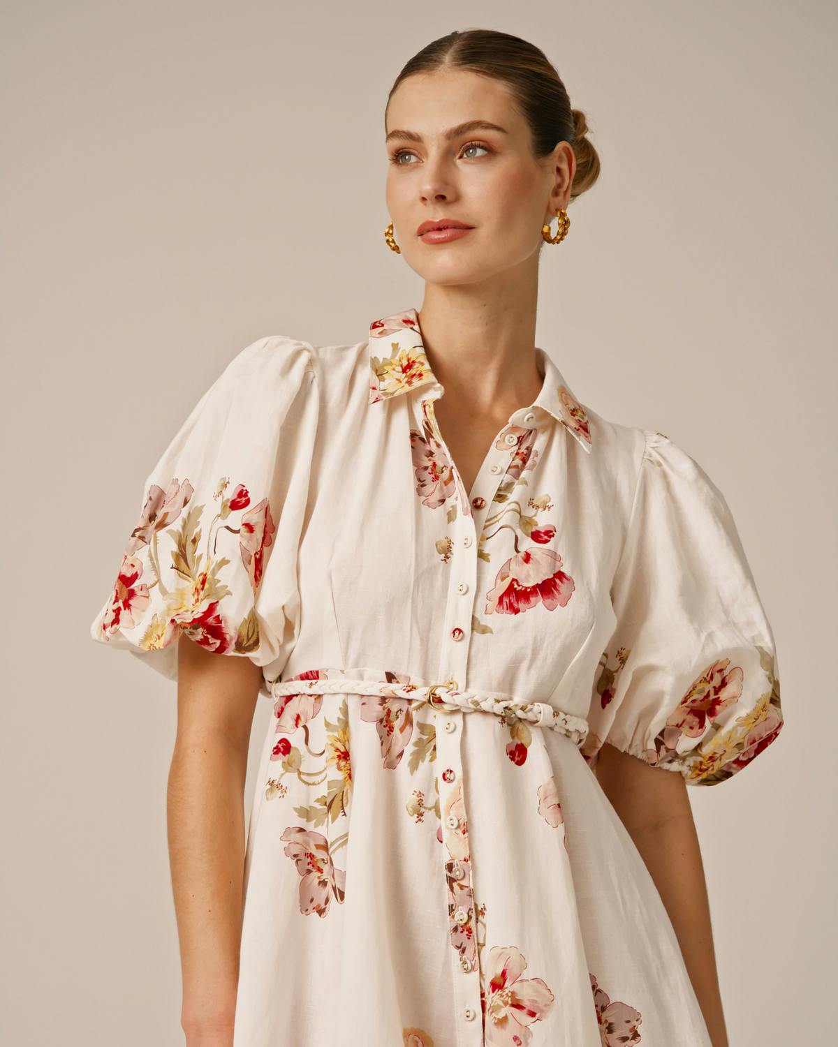 Linen Button-Down Dress, Rosette. Image #4