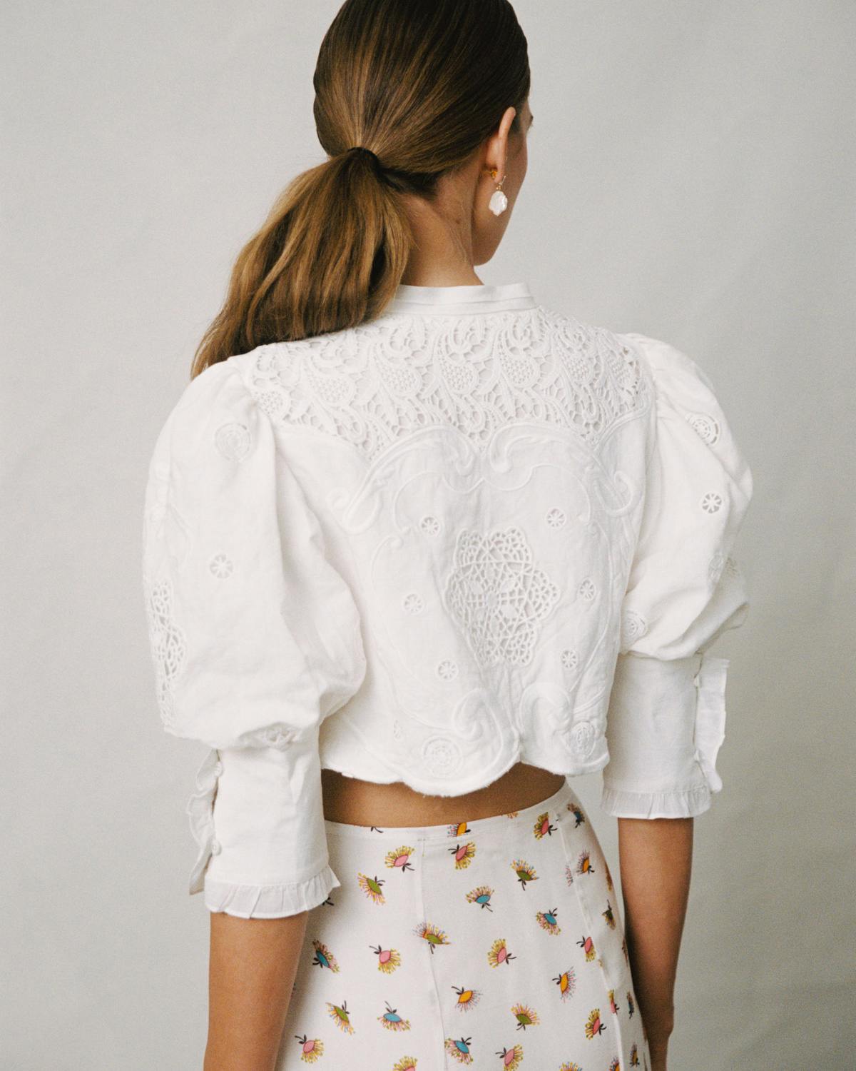 Linen Embroidery Jacket, White. Image #2